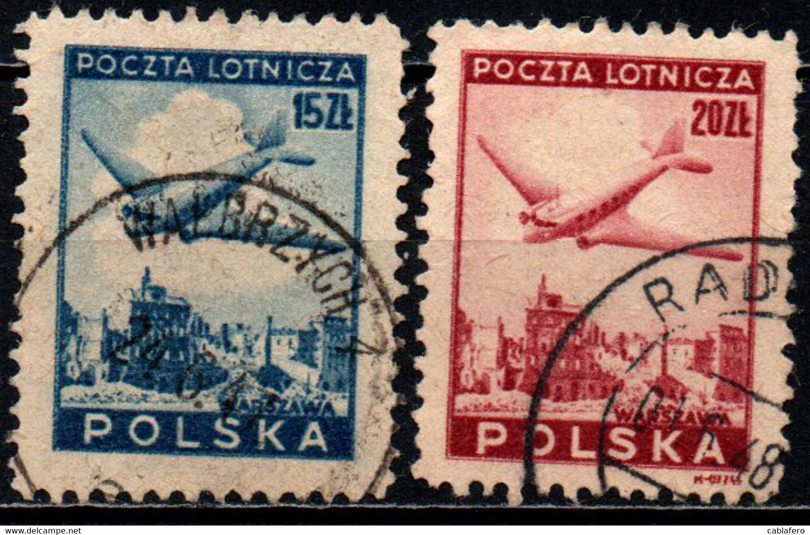 POLONIA - 1946 - Douglas Plane Over Ruins Of Warsaw - USATI - Gebruikt