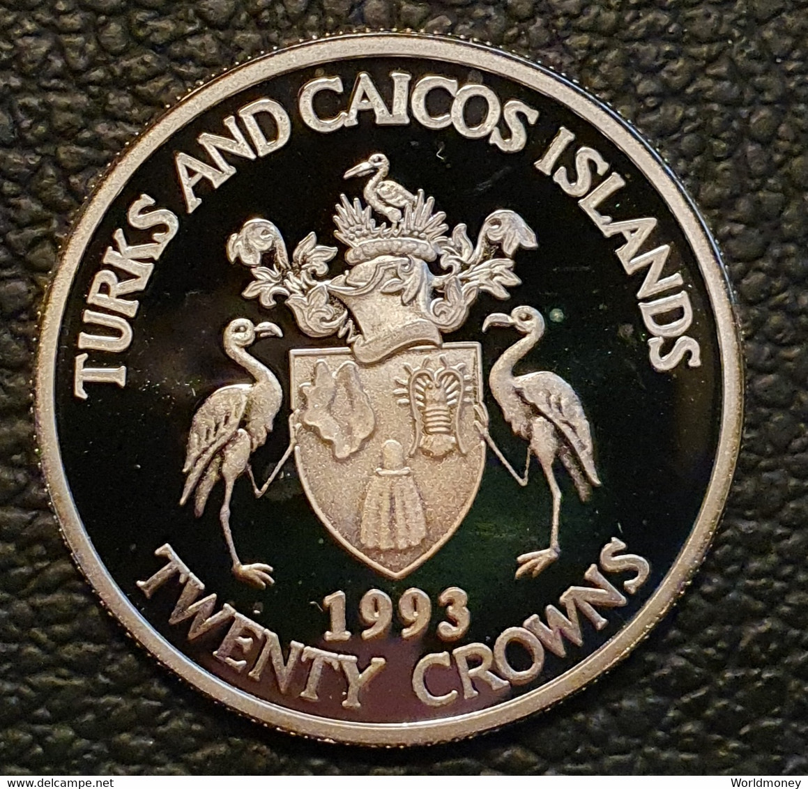 Turks And Caicos Islands 20 Crowns 1993  "40th Anniversary Of The Accession" (Silver - Proof) - Turks & Caicos (Îles)