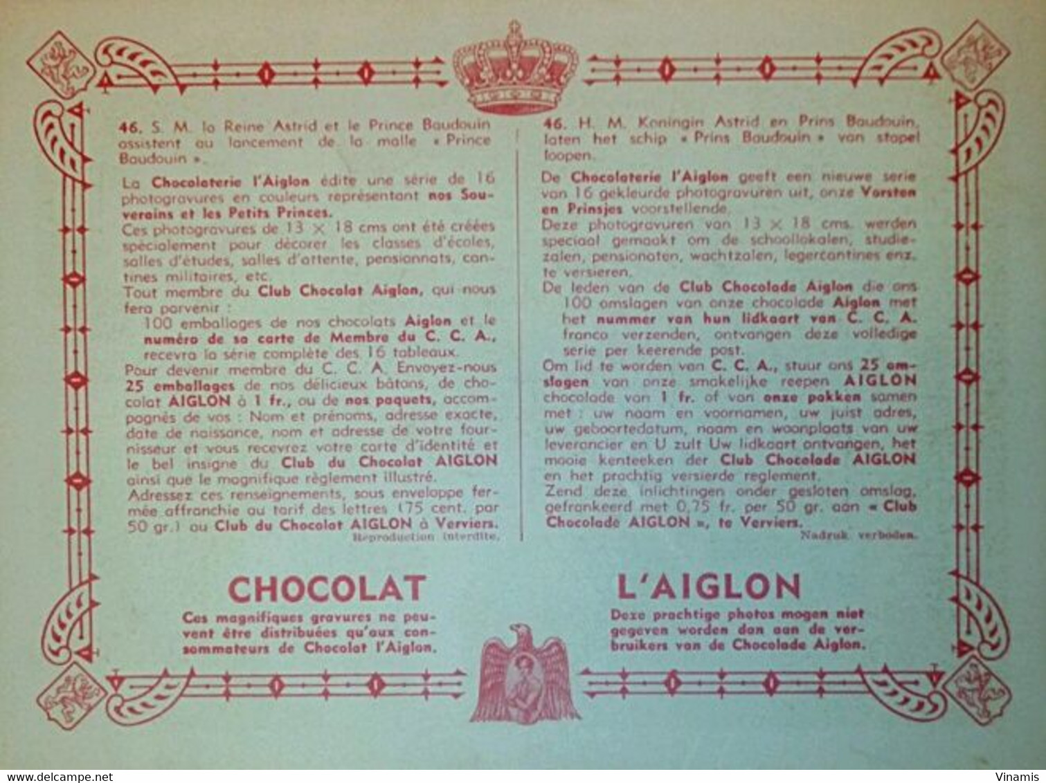 AIGLON N° 46 S.M. Reine Astrid Et Prince Baudouin - Aiglon