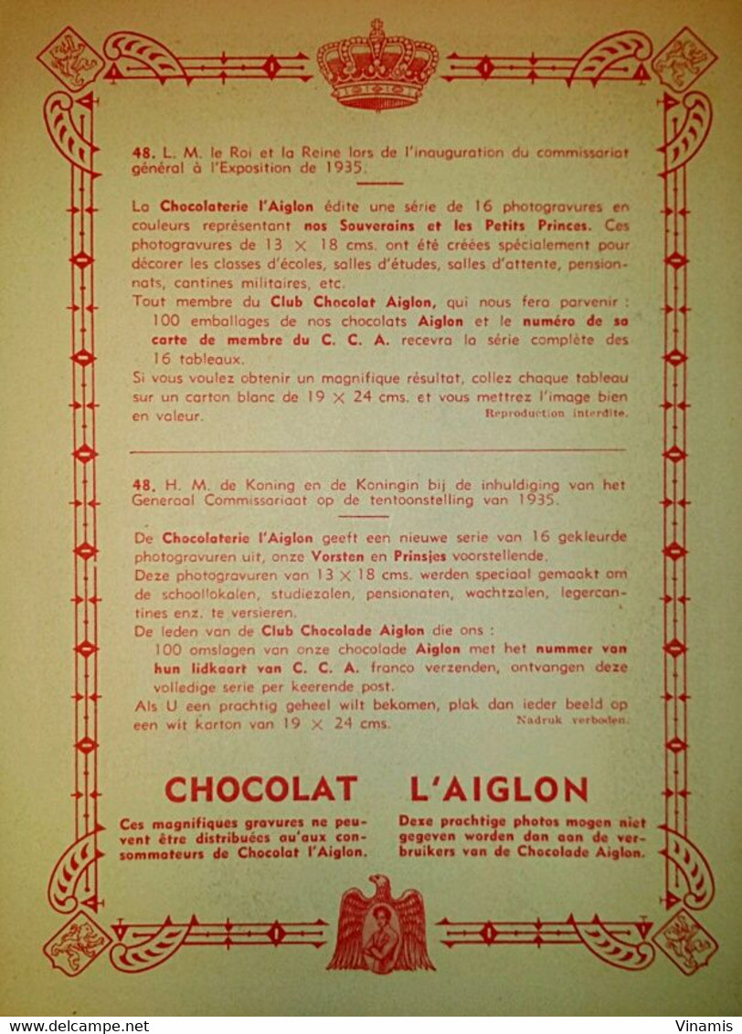 AIGLON N° 48 Roi Et Reine Expo 1935 - Aiglon