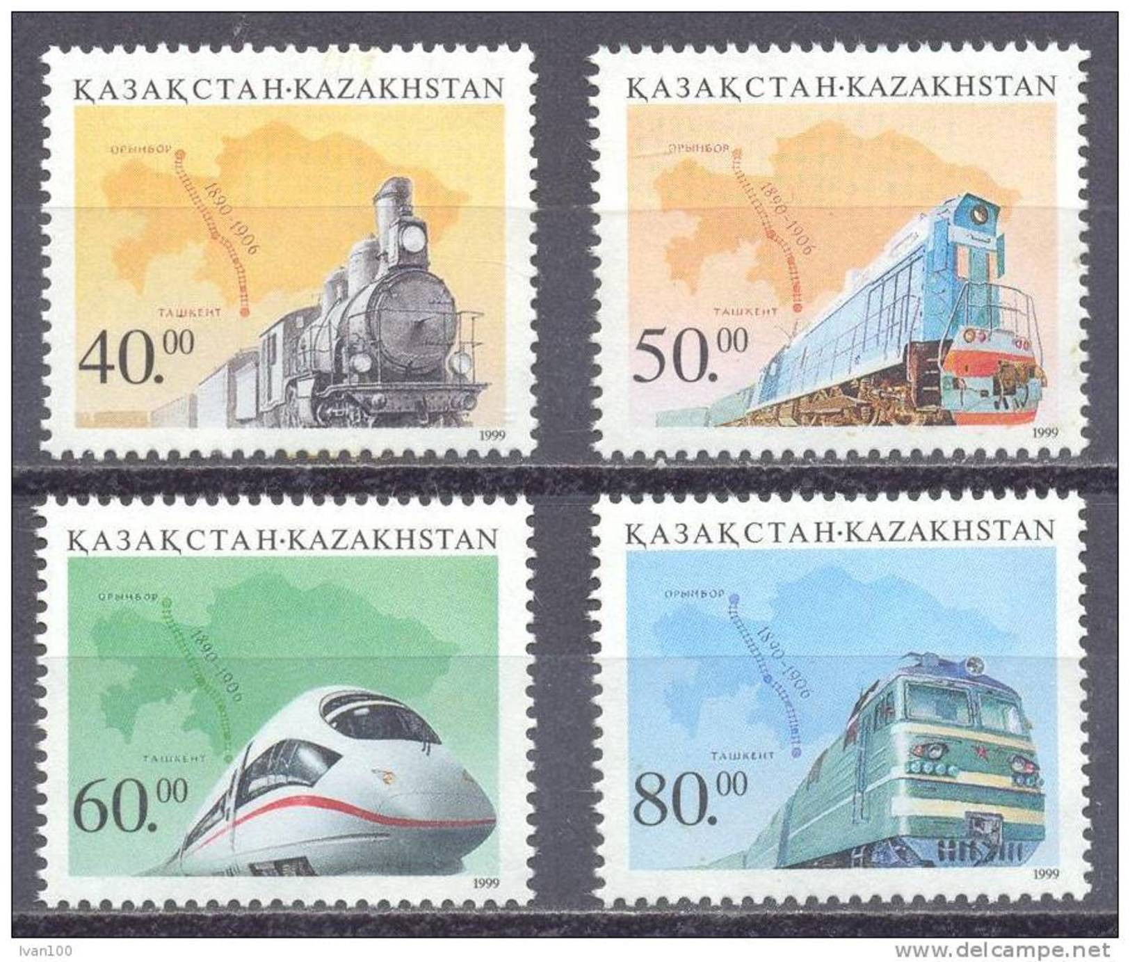 1999. Kazakhstan, Trains, 4v, Mint/** - Kazakistan