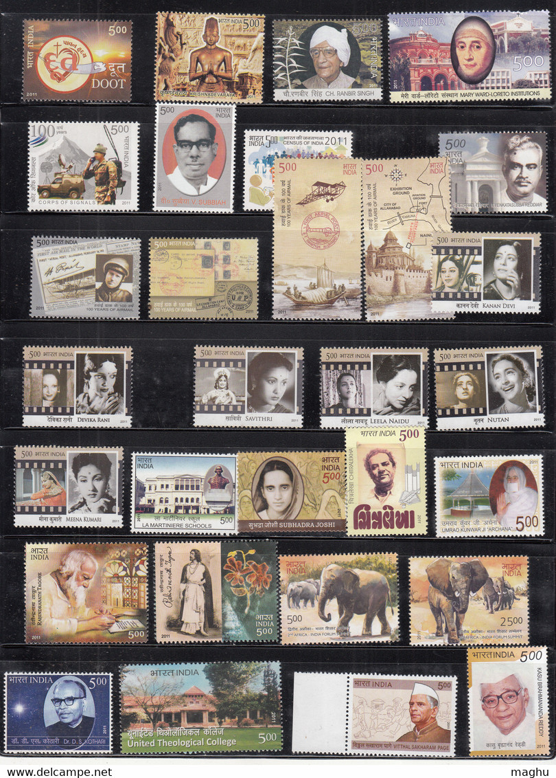 India MNH 2011, Year Pack, Collectors Pack ( 2 Scans) (Except Khadi Gaandhi MS) - Volledig Jaar