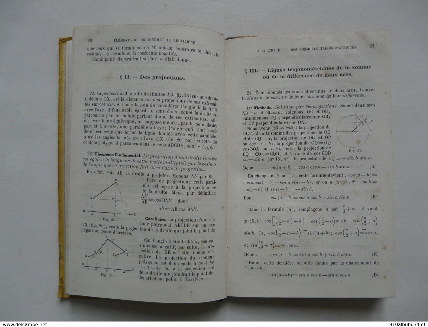ELEMENTS DE TRIGONOMETRIE RECTILIGNE Par F. J. O. P. 1875 - Comptabilité/Gestion