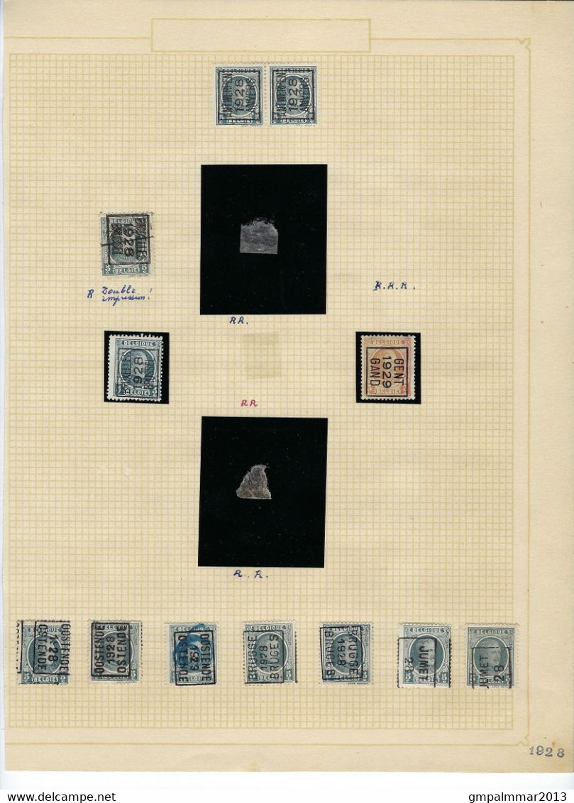 GROOT LOT TYPO voorafgestempeld met o.a. 15 DUBBELDRUKKEN / IMPRESSION DOUBLE ; zie ook 16 scans ! LOT 160