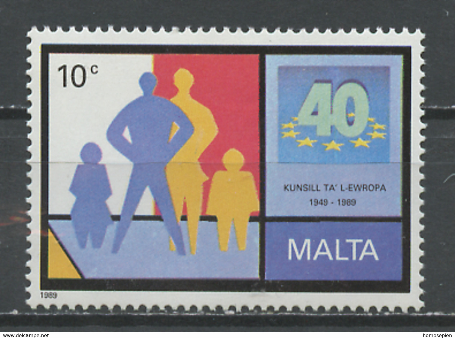 Malte - Malta 1989 Y&T N°803 - Michel N°824 *** - 10c Conseil De L'Europe - Malta