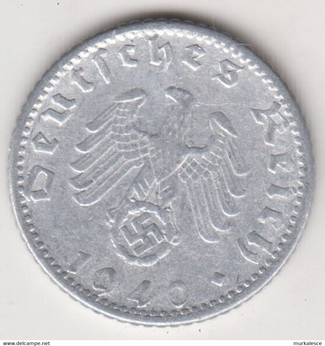 R----24   DRITTES  REICH  50  REICHSPFENNIG  1940  D   FEHLPRAGUNG   SELTEN - 50 Reichspfennig