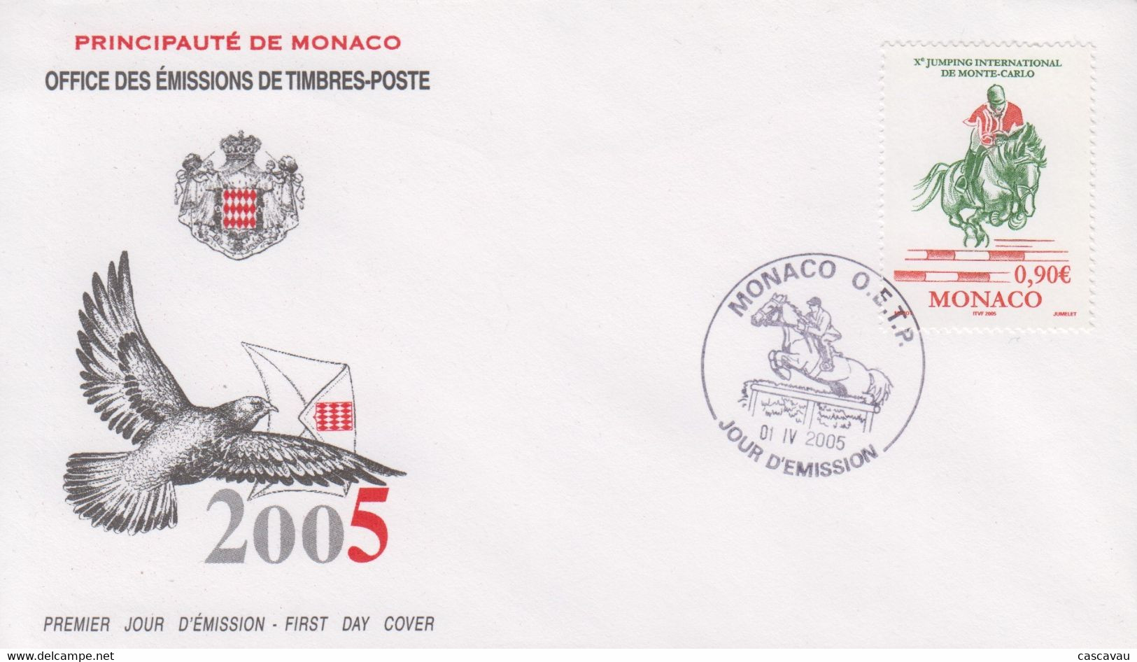 Enveloppe  FDC  1er   Jour   MONACO   Xéme   Jumping   International  De   MONTE  CARLO    2005 - Salto