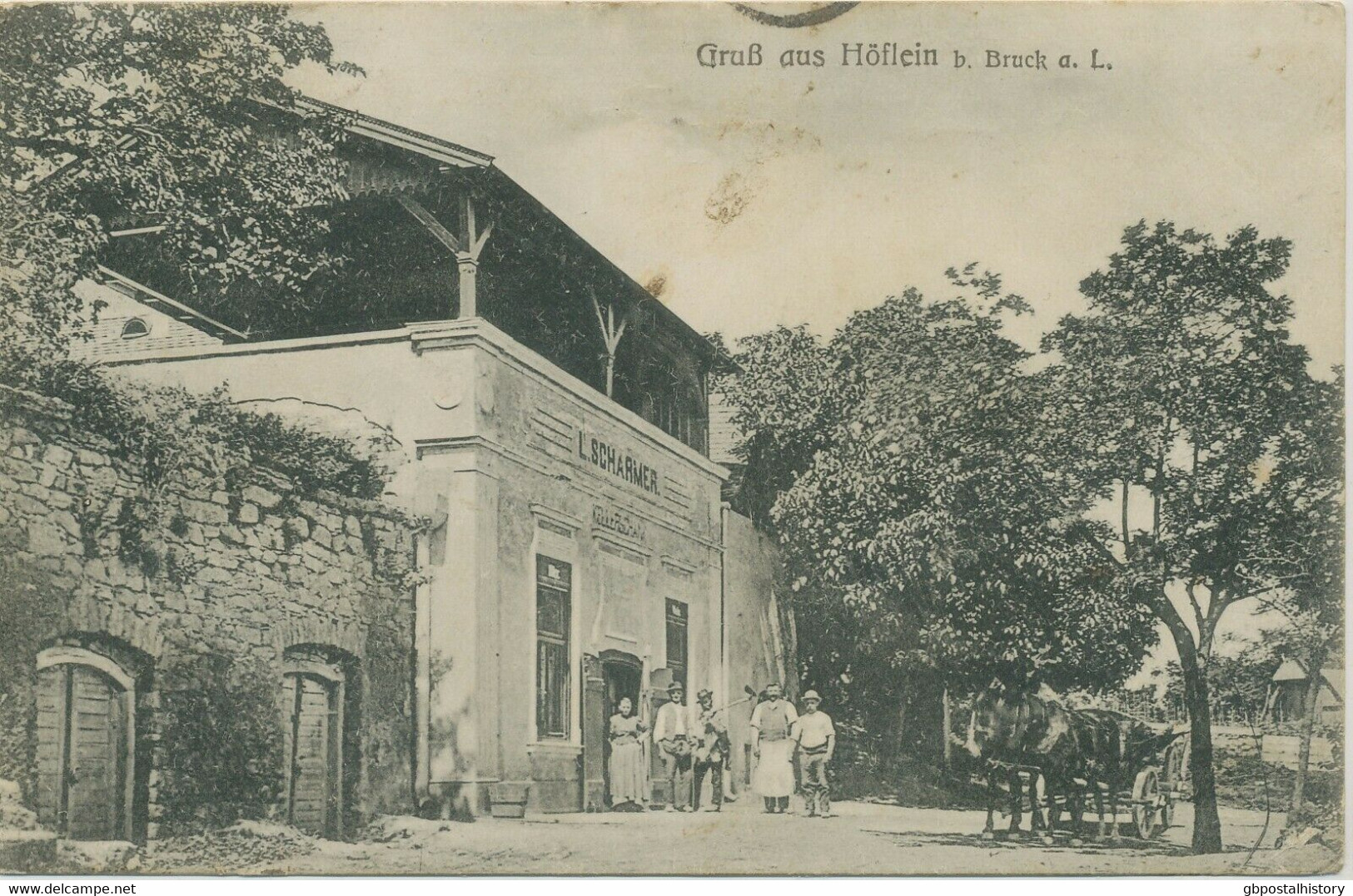 GB VILLAGE POSTMARKS "HEADCORN" (ASHFORD, Kent) Thimble 21mm 1908 On Pc "Gruß Aus Höflein B. Bruck A. L." (Austria) - Storia Postale