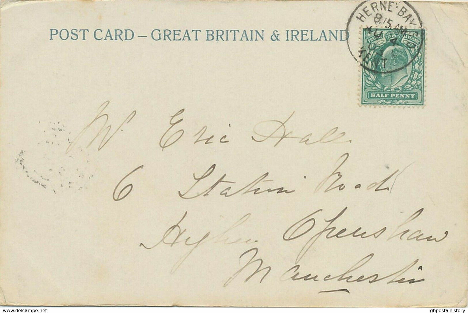 GB VILLAGE POSTMARKS "HERNE-BAY S.O / KENT" (Herne Bay, Kent) CDS 23mm 1903 Pc - Storia Postale