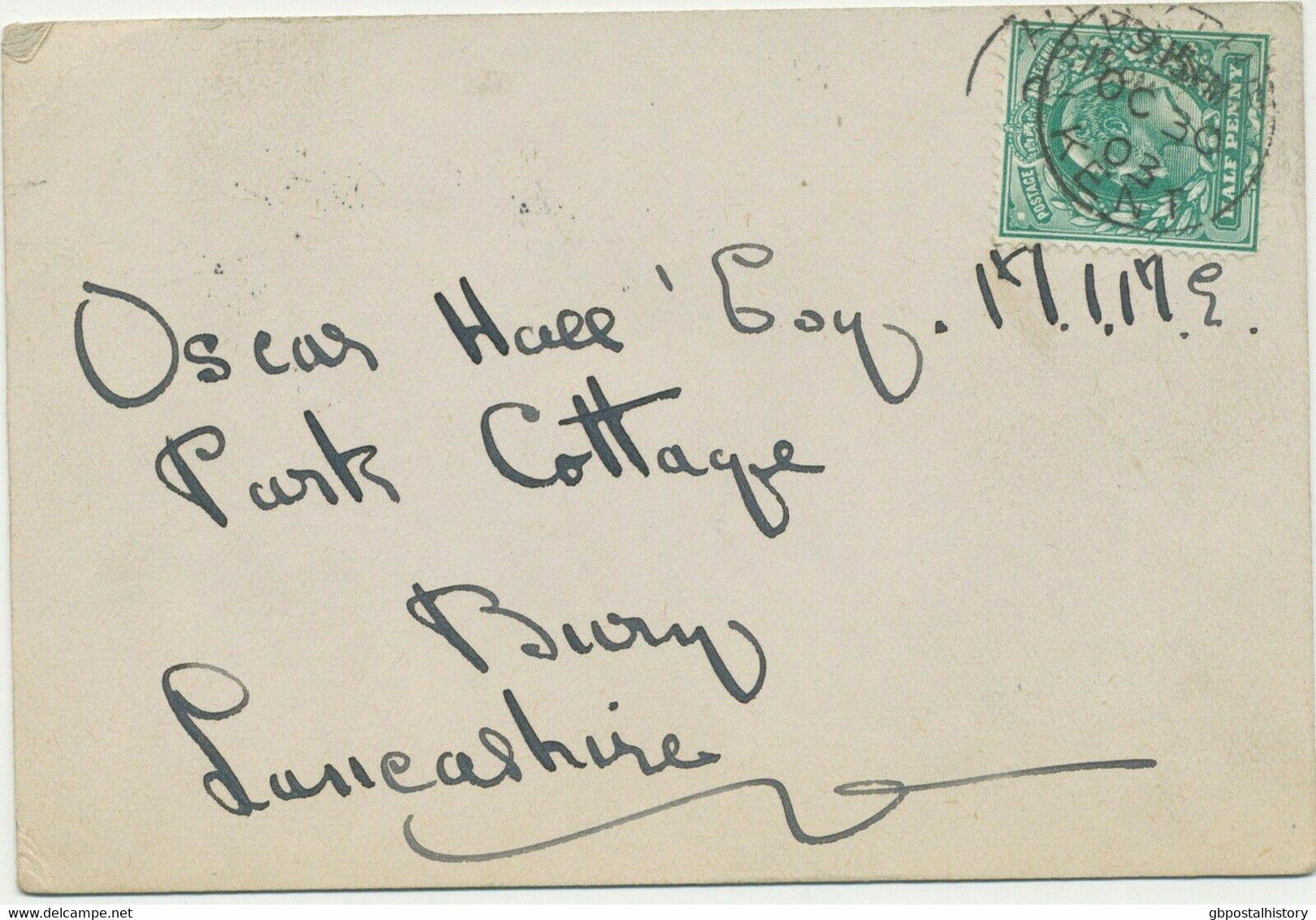 GB VILLAGE POSTMARKS "HYTHE / KENT" (Kent) Thimble 20mm 1903 On Postcard - Storia Postale