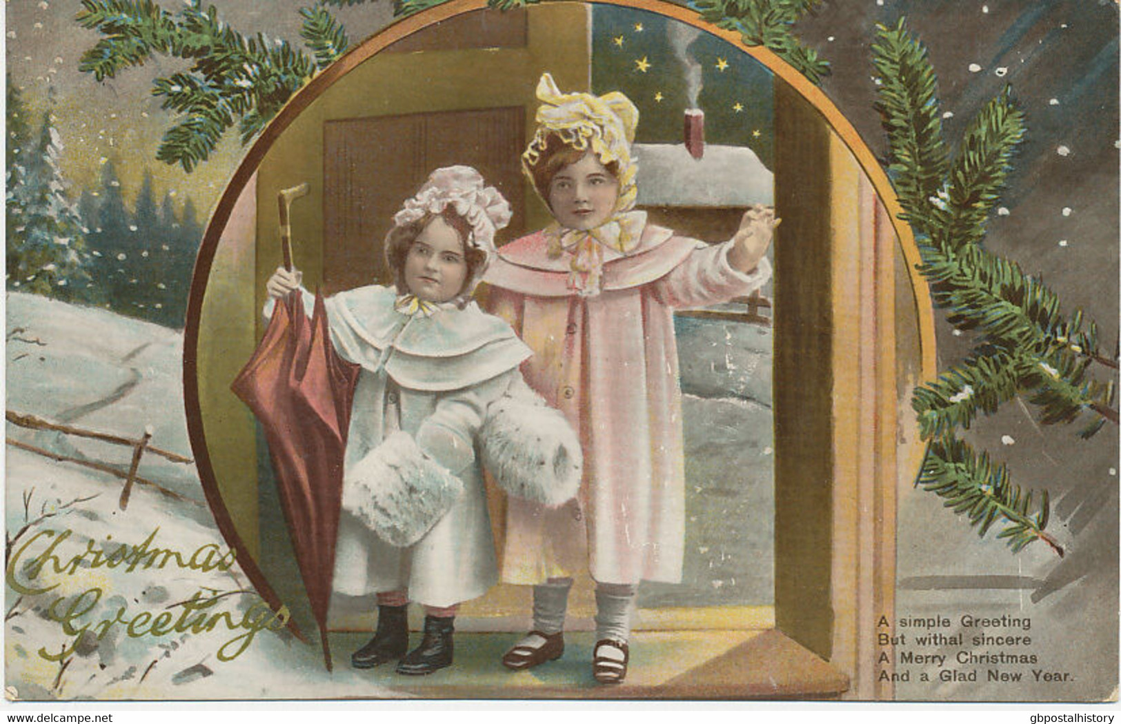 GB MOSELEY / BIRMINGHAM Nice Christmas Greetings Postcard, Not Complete Strike - Storia Postale