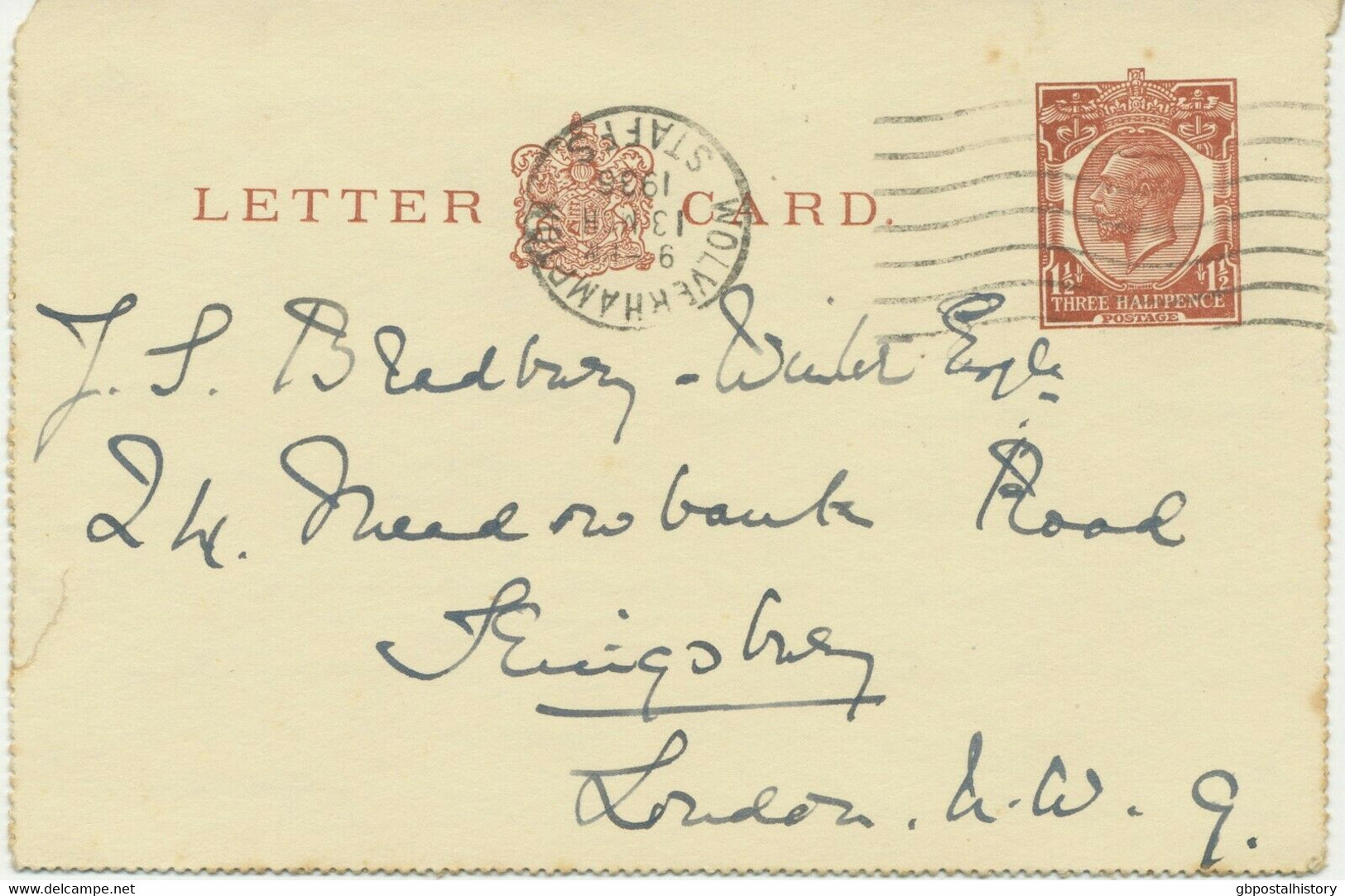 GB POSTMARK-ERROR „WOLVERHAMPTON / STAFFS.“ Machine Postmark W INVERTED DATEPART - Storia Postale