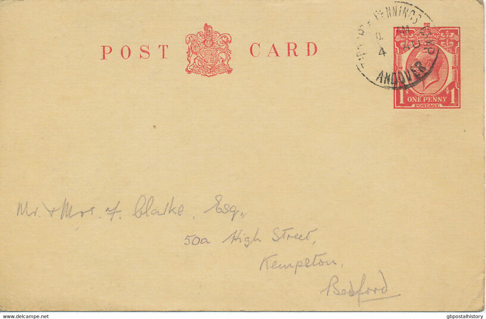 GB TIDWORTH PENNINGS CAMP / ANDOVER POSTMARK-ERROR: NO YEAR; Early Usage Of PC - Storia Postale