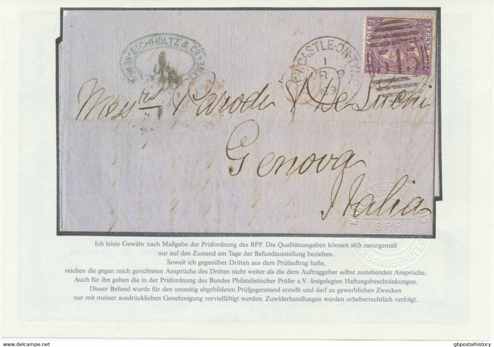 GB 1869 6 D Pl.8 SECOND DAY OF ISSUE - Only Two FDC's Known - EXPERTIZED @LOOK@ - ....-1951 Vor Elizabeth II.