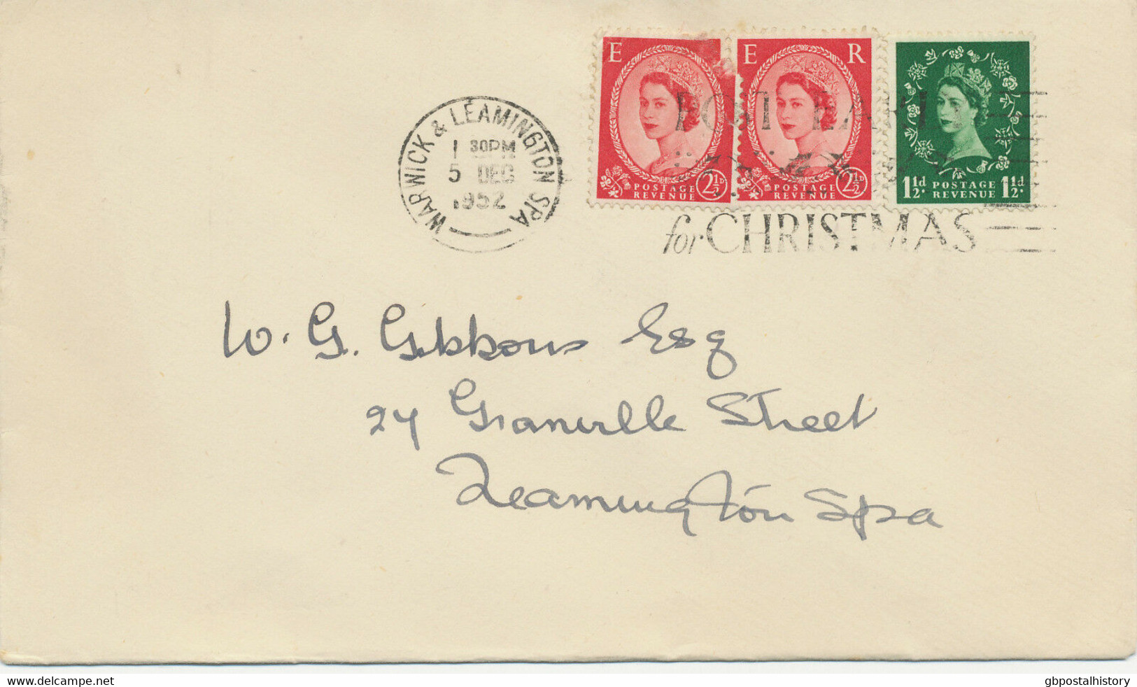 GB 1952 QEII 1 1/2d + 2 1/2d (2 X) FDC "WARWICK & LEAMINGTON SPA / POST EARLY - 1952-1971 Pre-Decimal Issues