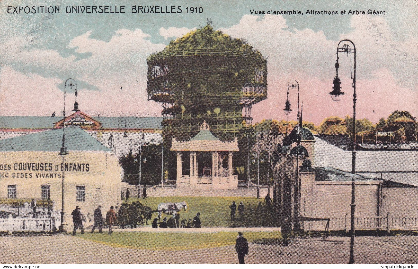 Bruxelles Expo 1910 Vues D Ensemble Attractions Et Arbre Geant - Expositions Universelles