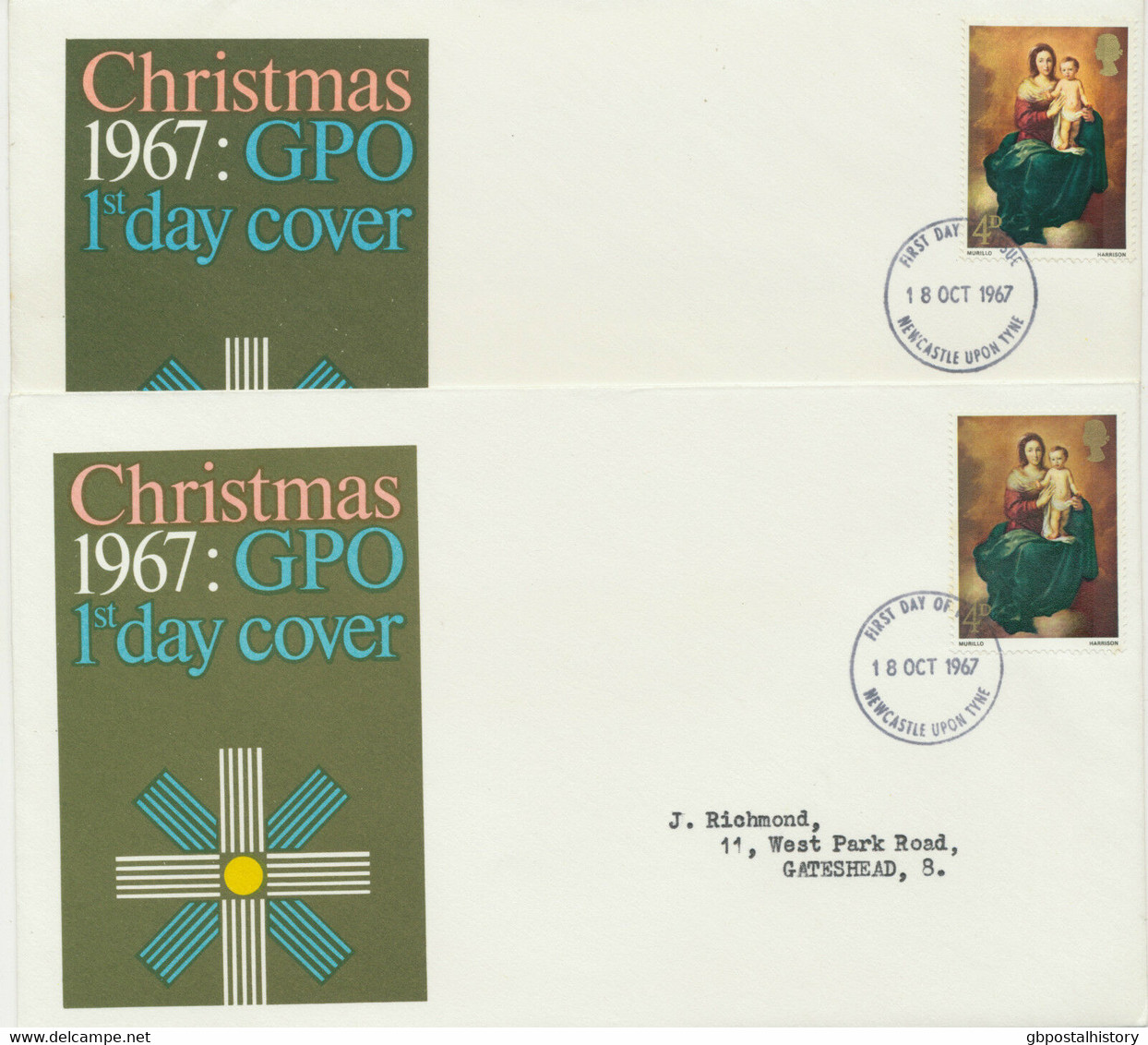 GB „NEWCASTLE UPON TYNE“ Two Superb FDI Strikes (18 OCT 1967) On 2 Superb FDCs - 1952-1971 Pre-Decimal Issues