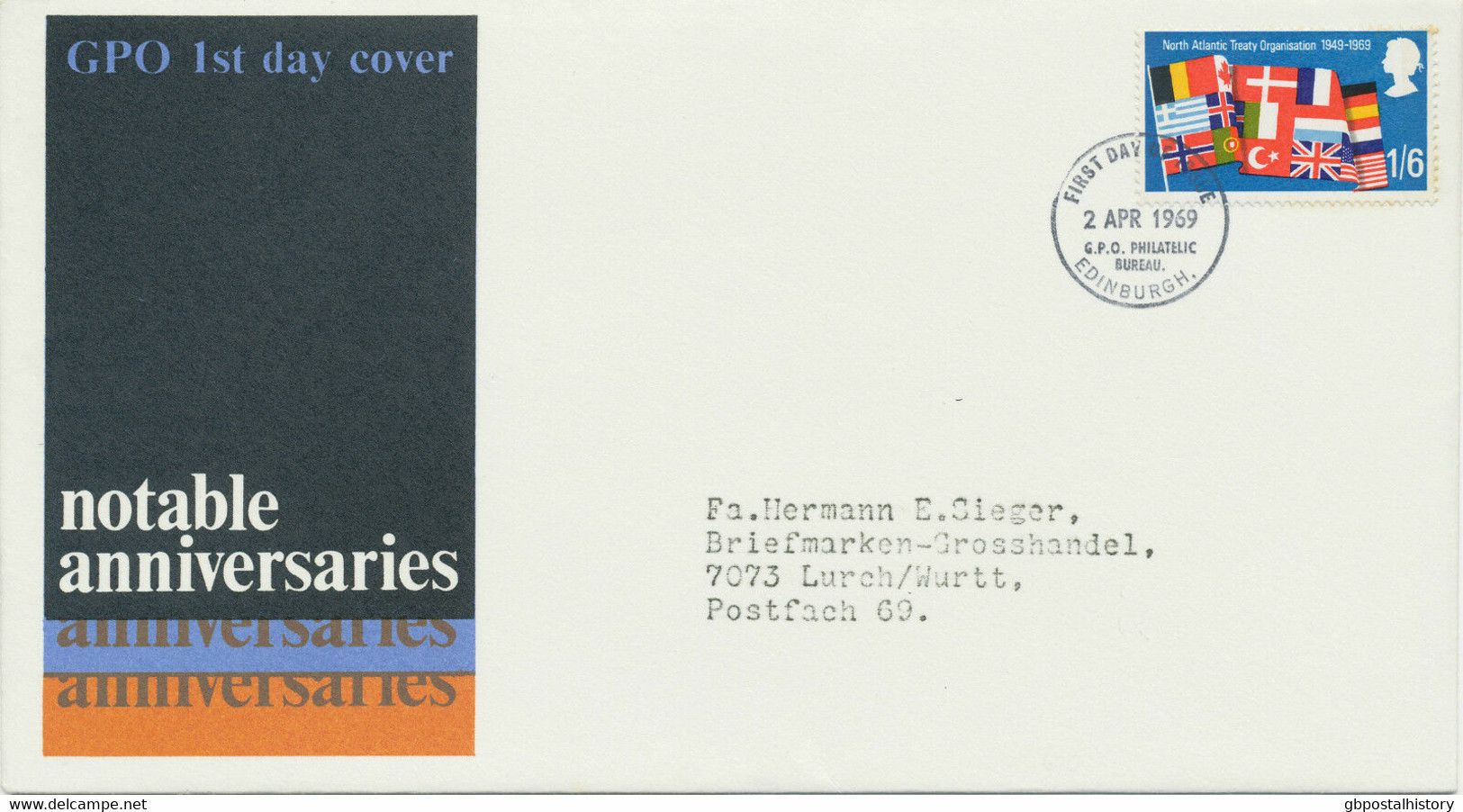 GB 1969 20th Anniversary Of The North Atlantic Treaty Organisation (NATO) FDC - 1952-1971 Pre-Decimale Uitgaves