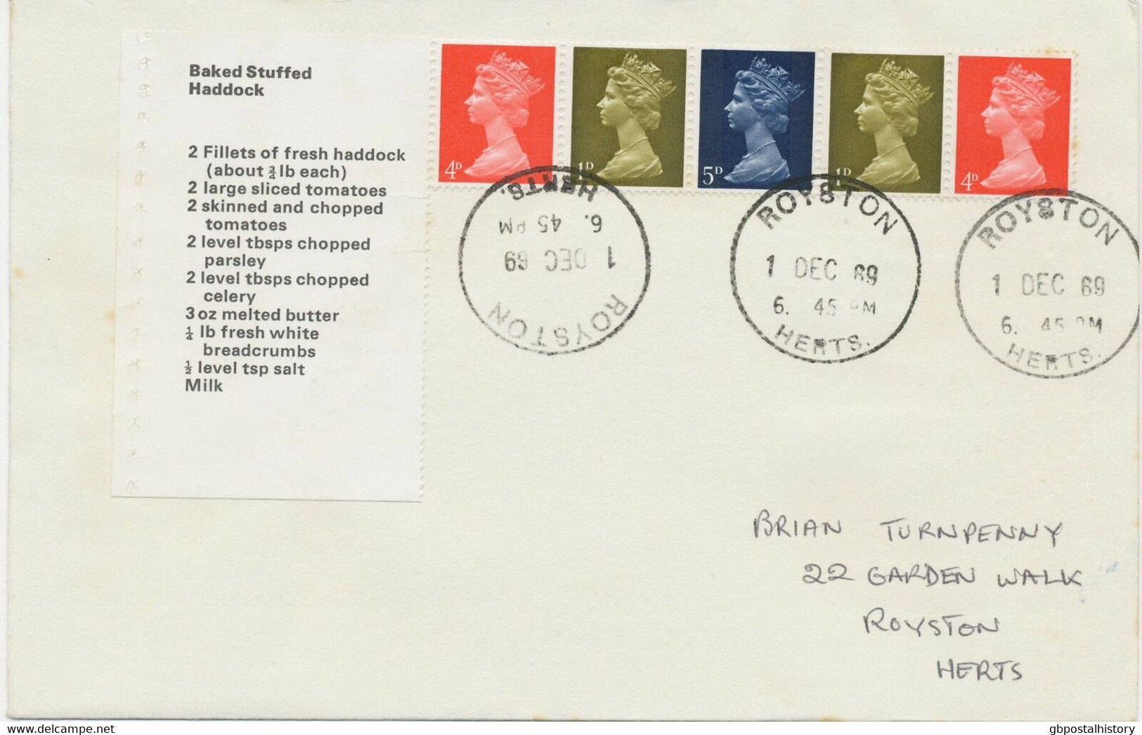 GB 1969 Stamps For Cooks Se-tenant-strip From Se-tenant Pane FDC ROYSTON /HERTS. - 1952-1971 Pre-Decimal Issues