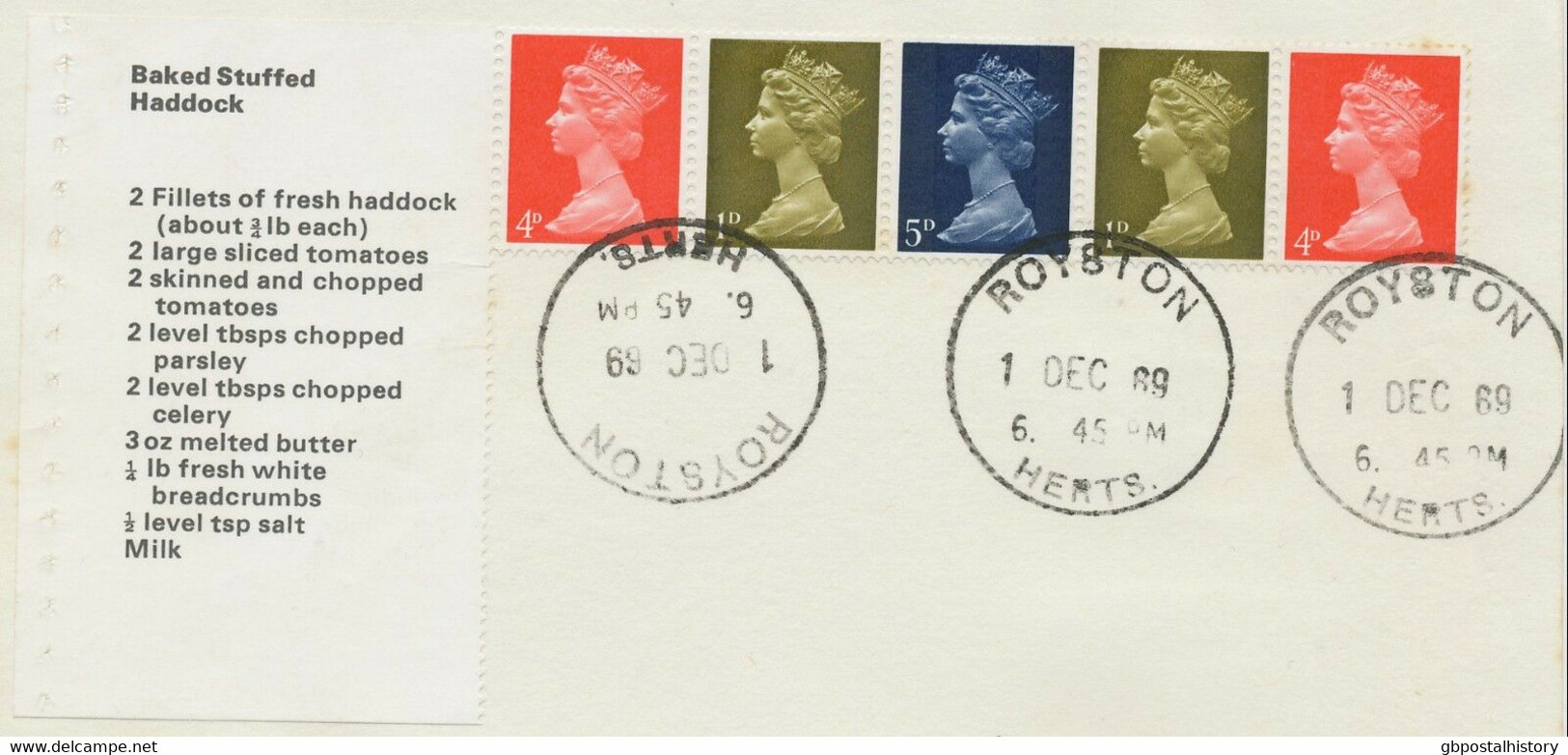 GB 1969 Stamps For Cooks Se-tenant-strip From Se-tenant Pane FDC ROYSTON /HERTS. - 1952-1971 Pre-Decimal Issues