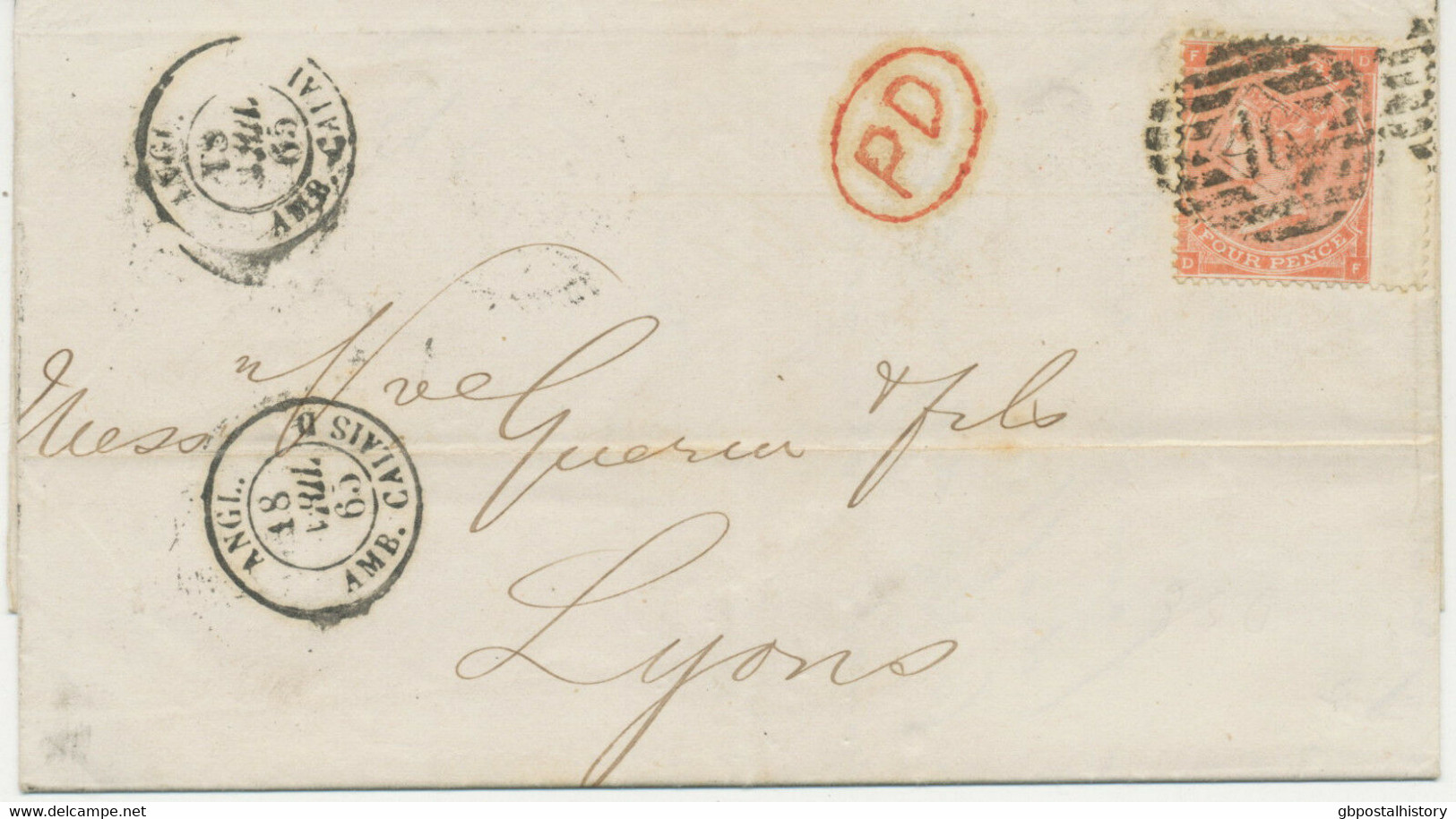 GB 1865 QV 4d Bright Red Small White Corner Letters Pl.4 With Harlines VARIETY - Varietà, Errori & Curiosità