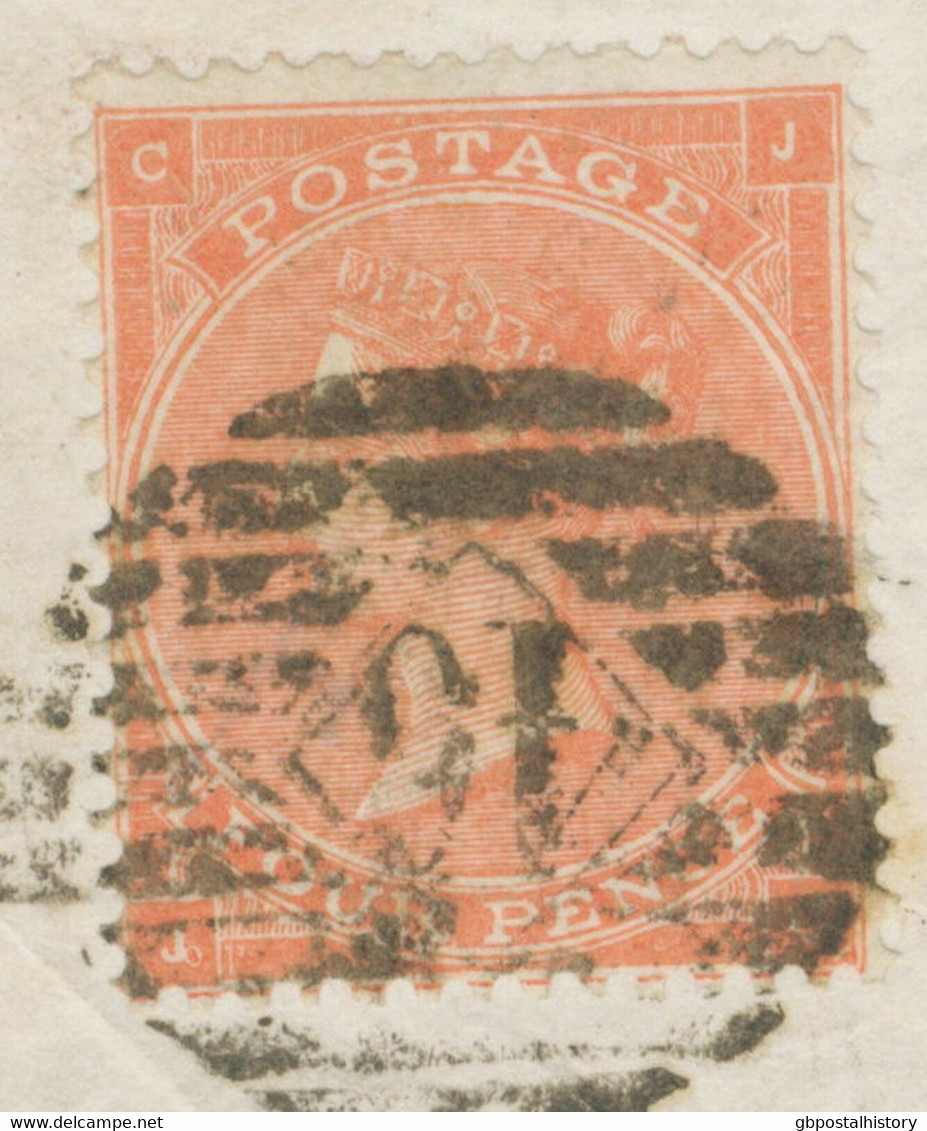 GB 1865 QV 4d Pale Red White Corner Letters Pl.4 W Hairlines INVERTED WMK - Varietà, Errori & Curiosità