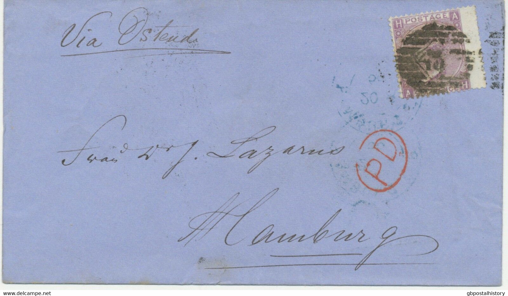 GB 1866 QV 6d Lilac Pl.5 Wingmargin WATERMARK-VARIETY (SG=LP) REVERSED WMK - Abarten & Kuriositäten