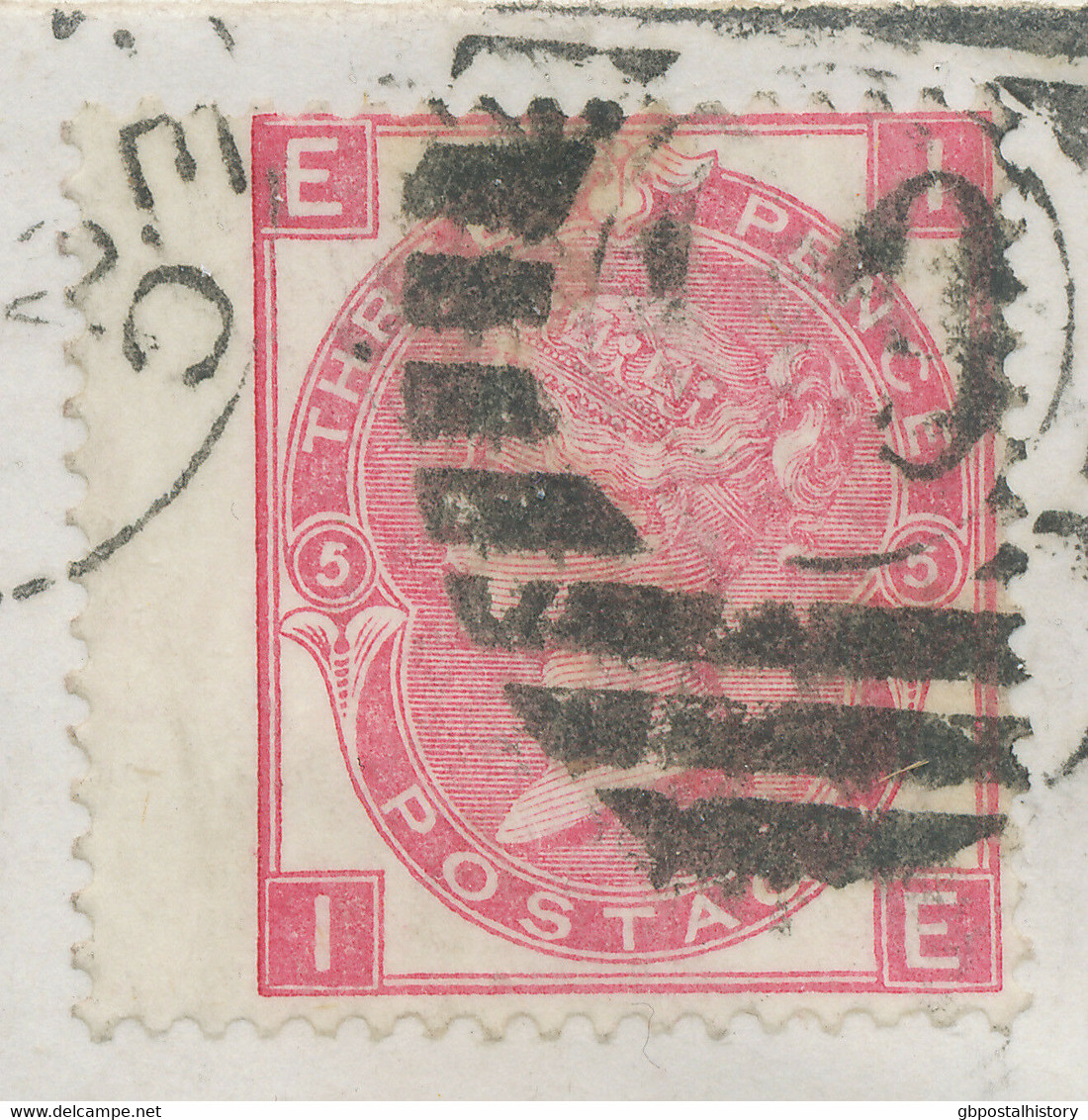 GB 1870 QV 3 D Pl. 5 ("IE" Wing Margin) VF COVER VARIETY: MISSING FRAMELINE - Errors, Freaks & Oddities (EFOs