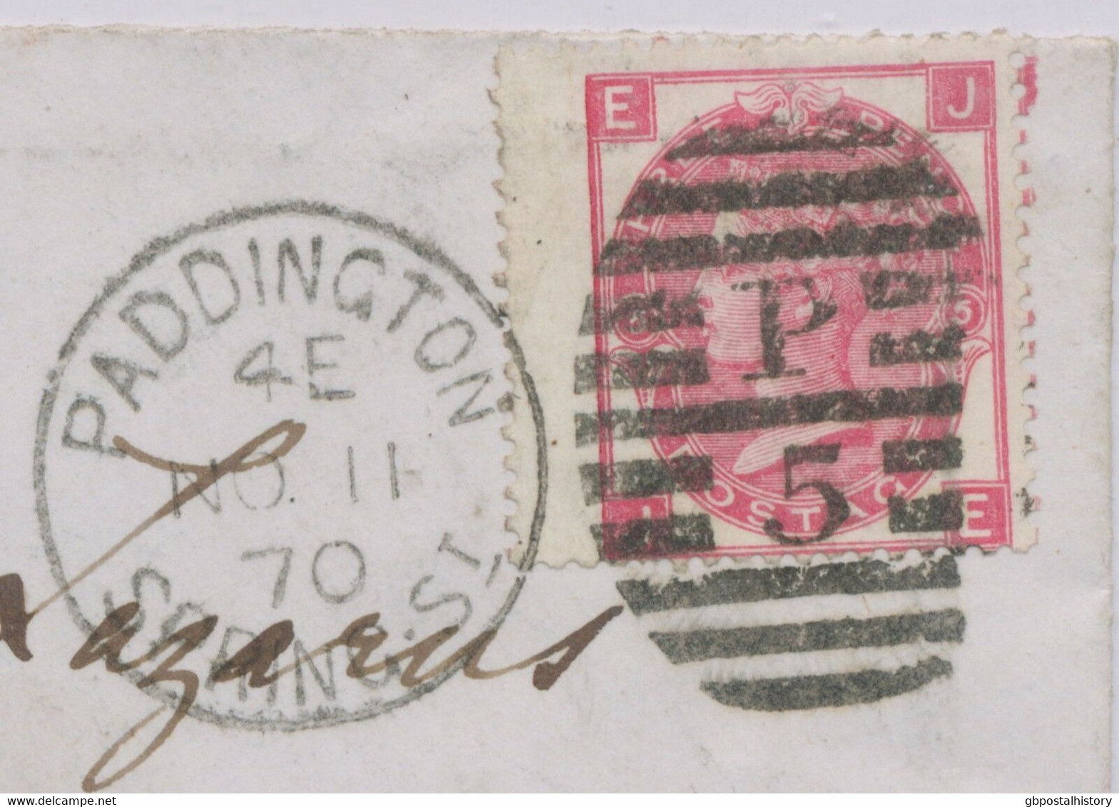 GB 1870 QV 3d Rose Pl.5 Wingmargin VARIETY Duplex PADDINGTON / SPRING-St. / P5 - Abarten & Kuriositäten