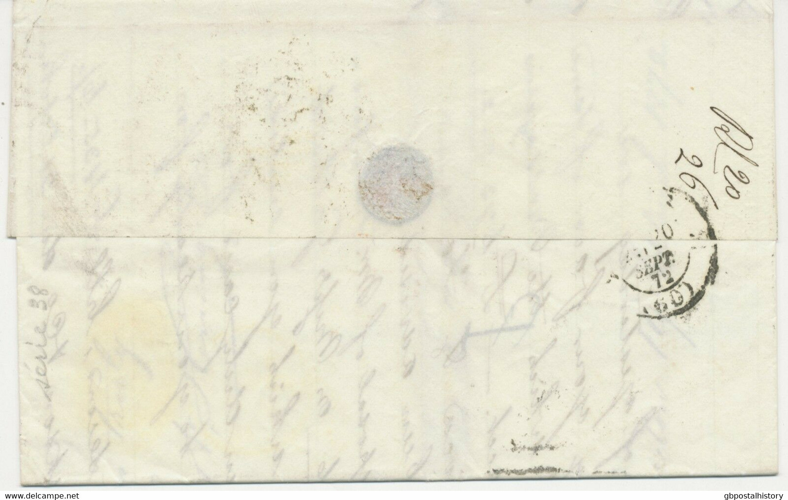 GB 1872 QV 2d Blue Pl.8 (TD) Variety: Broken White Line Under "POSTAGE"  Cover - Errors, Freaks & Oddities (EFOs