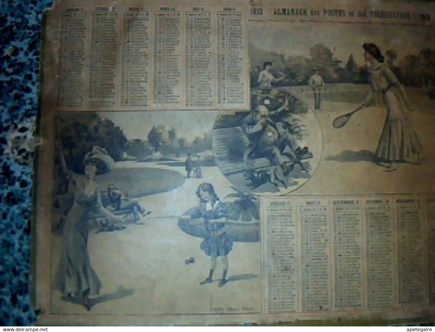 Vieux Papier  Calendrier Almanach  Des Postes Et Télégraphes Année 1913 De L'Aveyron - Grand Format : 1901-20