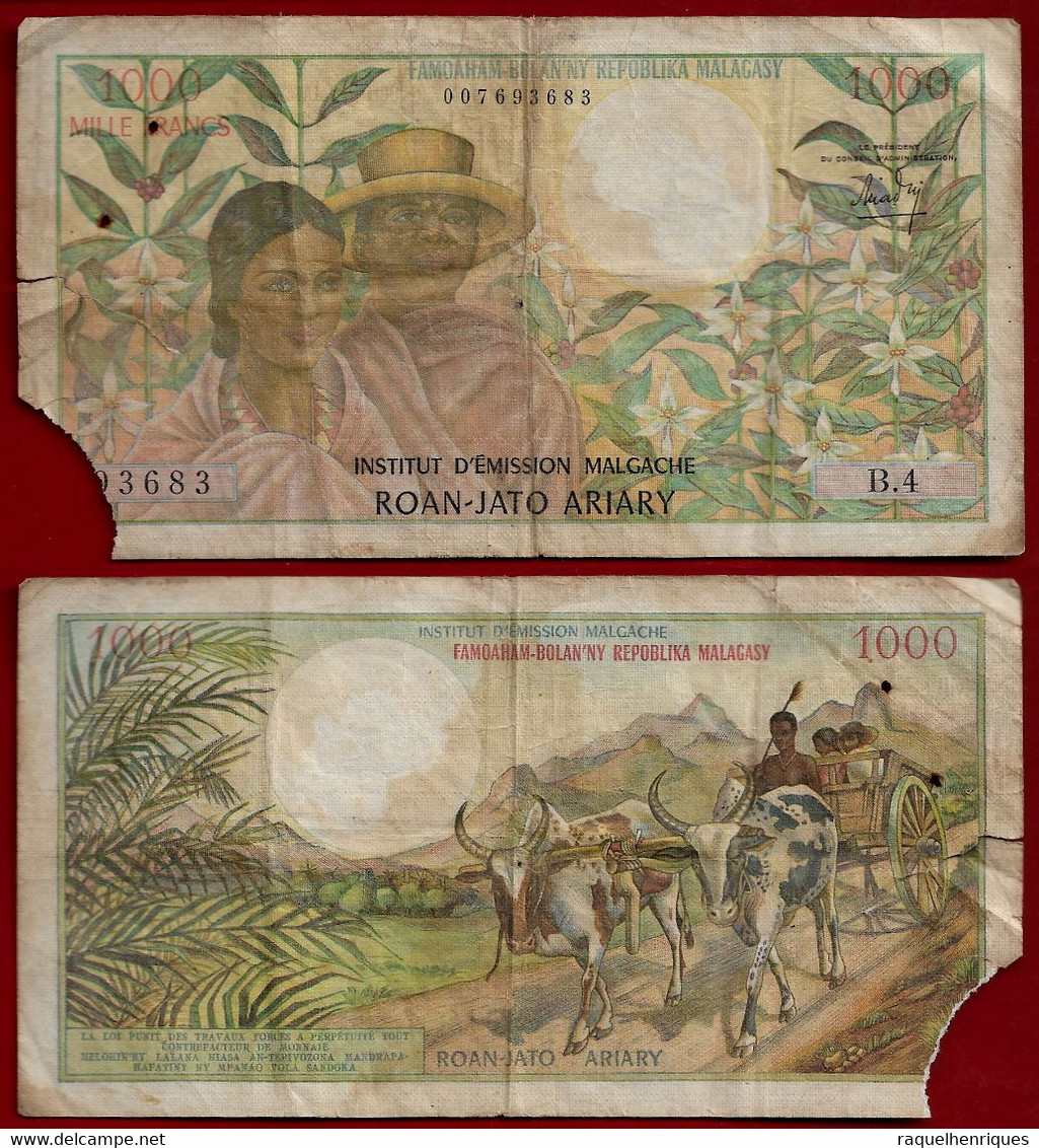 MADAGASCAR BANKNOTE - 1000 FRANCS = 200 ARIARY (1966) P#59 (NT#01) - Madagascar