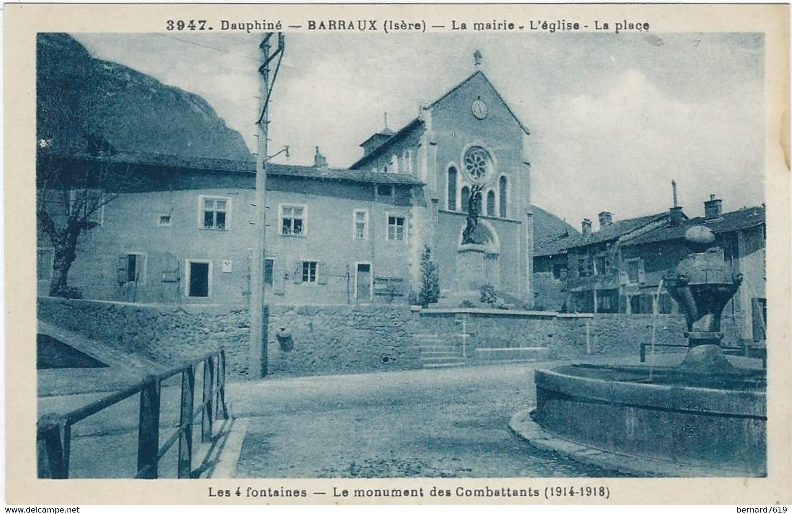 38  Barraux  -  Le Monument Des Combattants  - La Mairie ,l'eglise ,la Place - Barraux