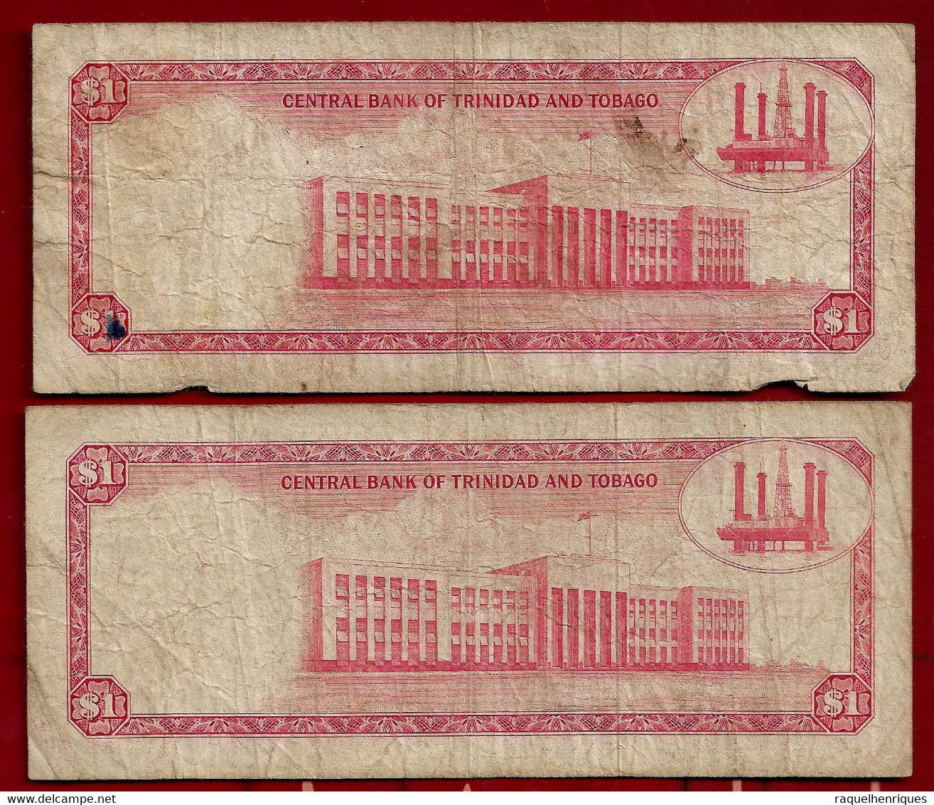 TRINIDAD & TOBAGO BANKNOTE - 2 NOTES 1 DOLLAR (1977) P#30a F (NT#02) - Trinité & Tobago