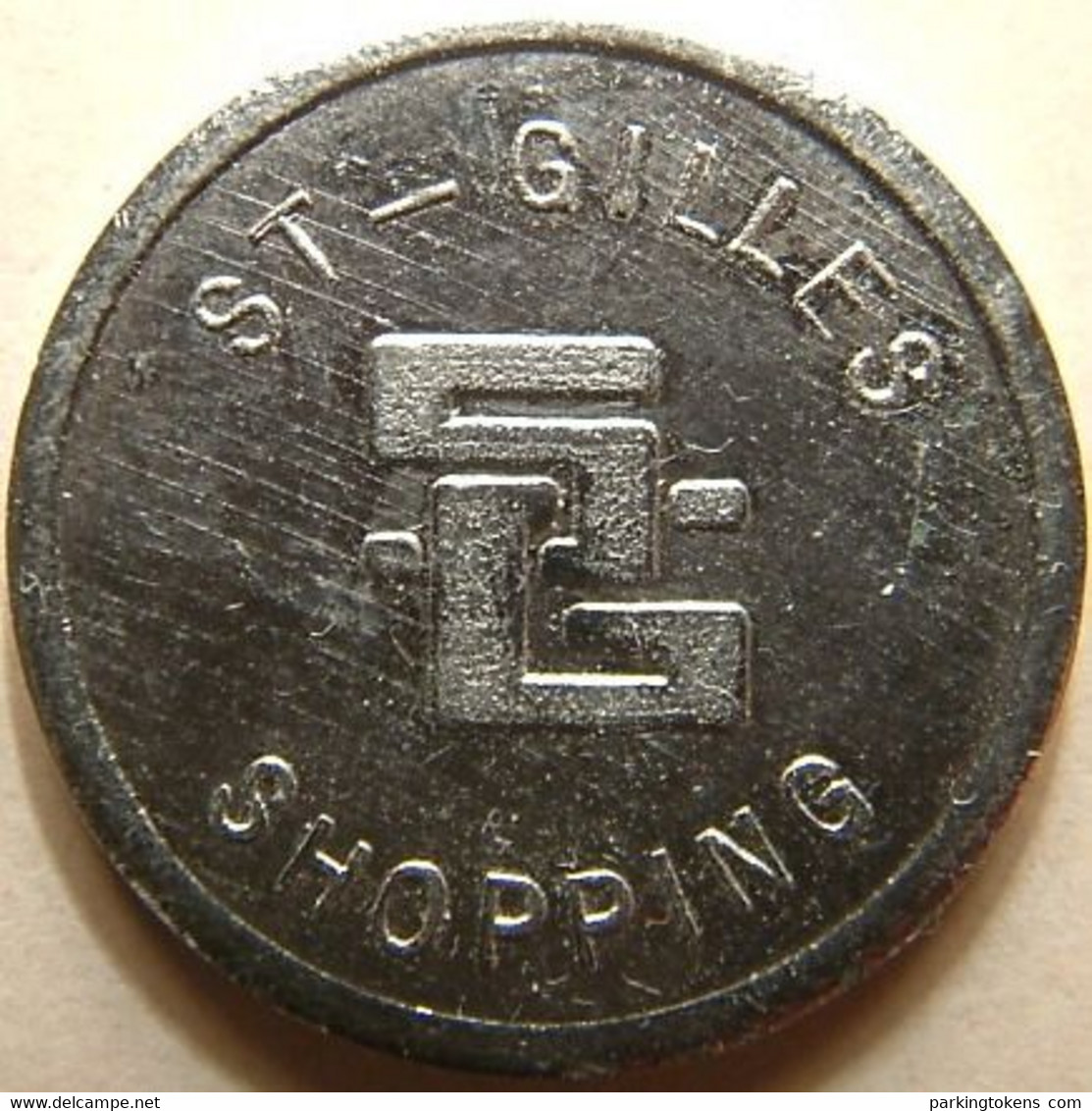 Belg 3690A1 - Parkeerpenning - ST-GILLIS SHOPPING - Rev (same) - 22,8mm WM - Lange En Korte Streep Na ST - - Professionals / Firms