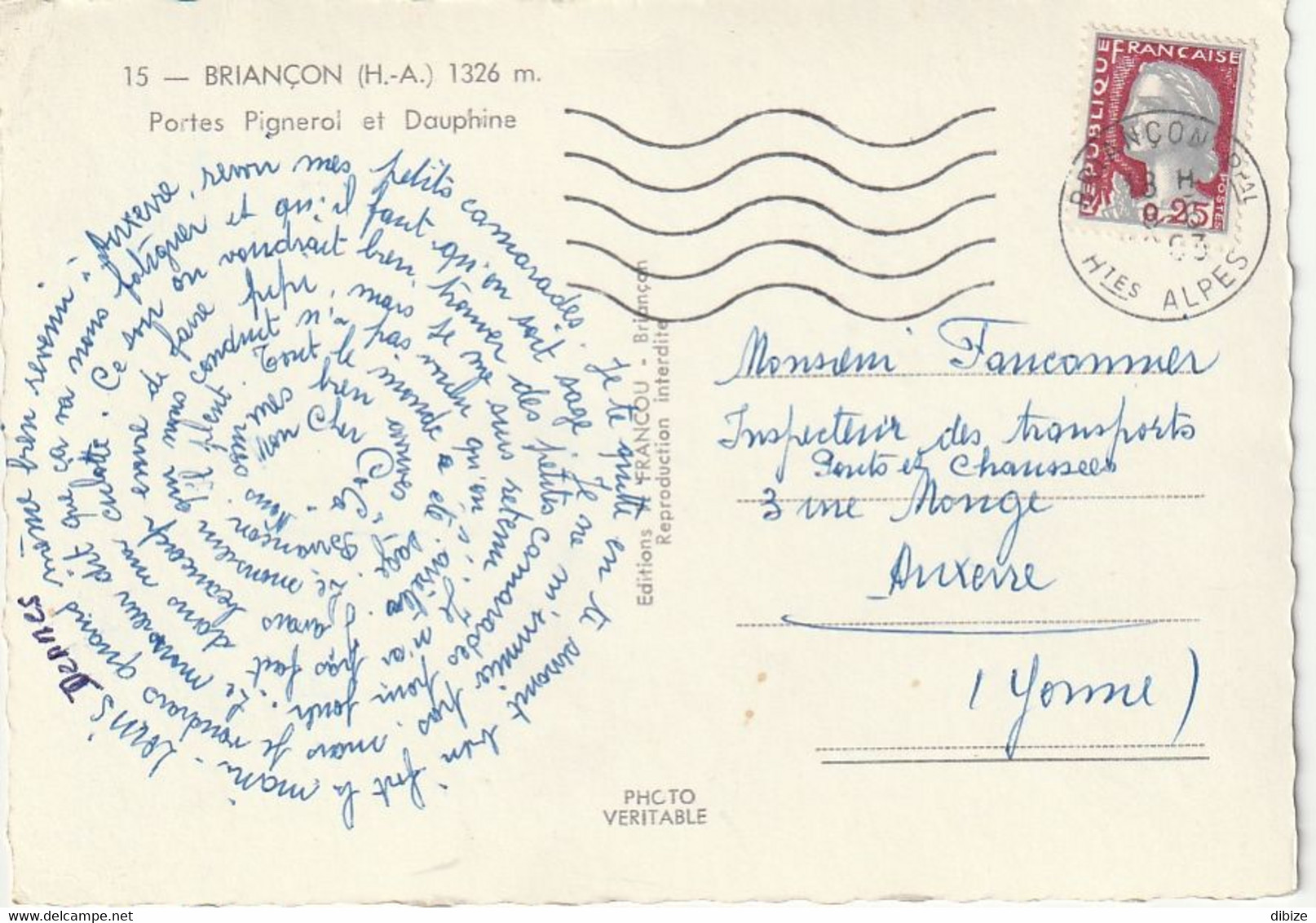 Carte Postale. France. Briançon. Portes Pigneral Et Dauphine. Photo Véritable. Circulé. Timbre. Cachet Postal 1963. - Monuments