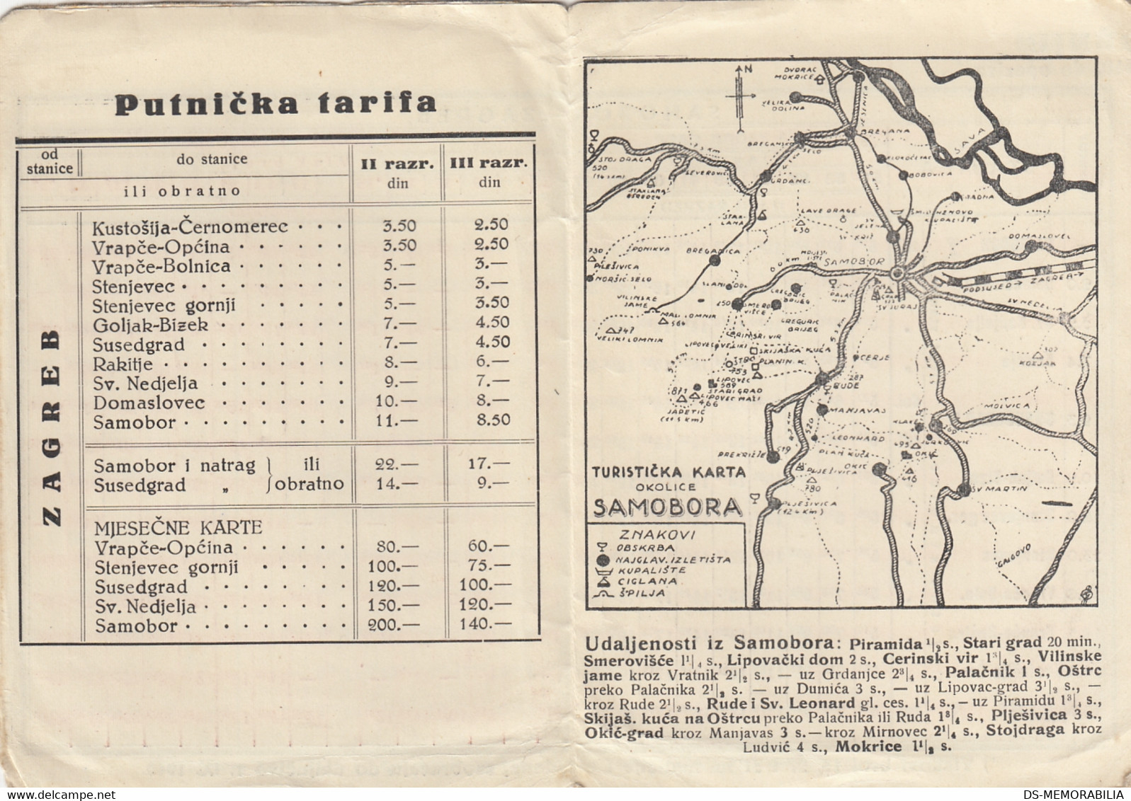 Timetable Red Voznje Railway Zagreb - Samobor 1940 - Europe