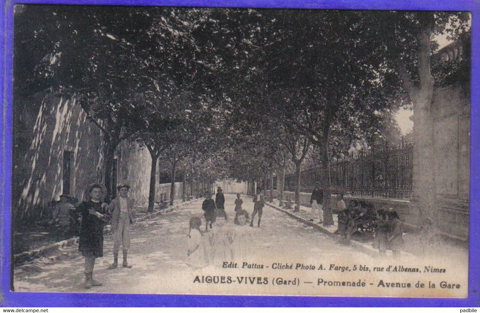 Carte Postale 30. Aigues-Vives  Promenade  Avenue De La Gare  Très Beau Plan - Aigues-Vives