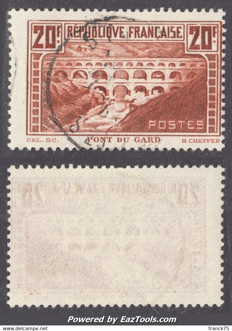 20Fr Pont Du Gard Oblitéré TB (Y&T N° 262 , Type IIB, Cote 50€) - Used Stamps