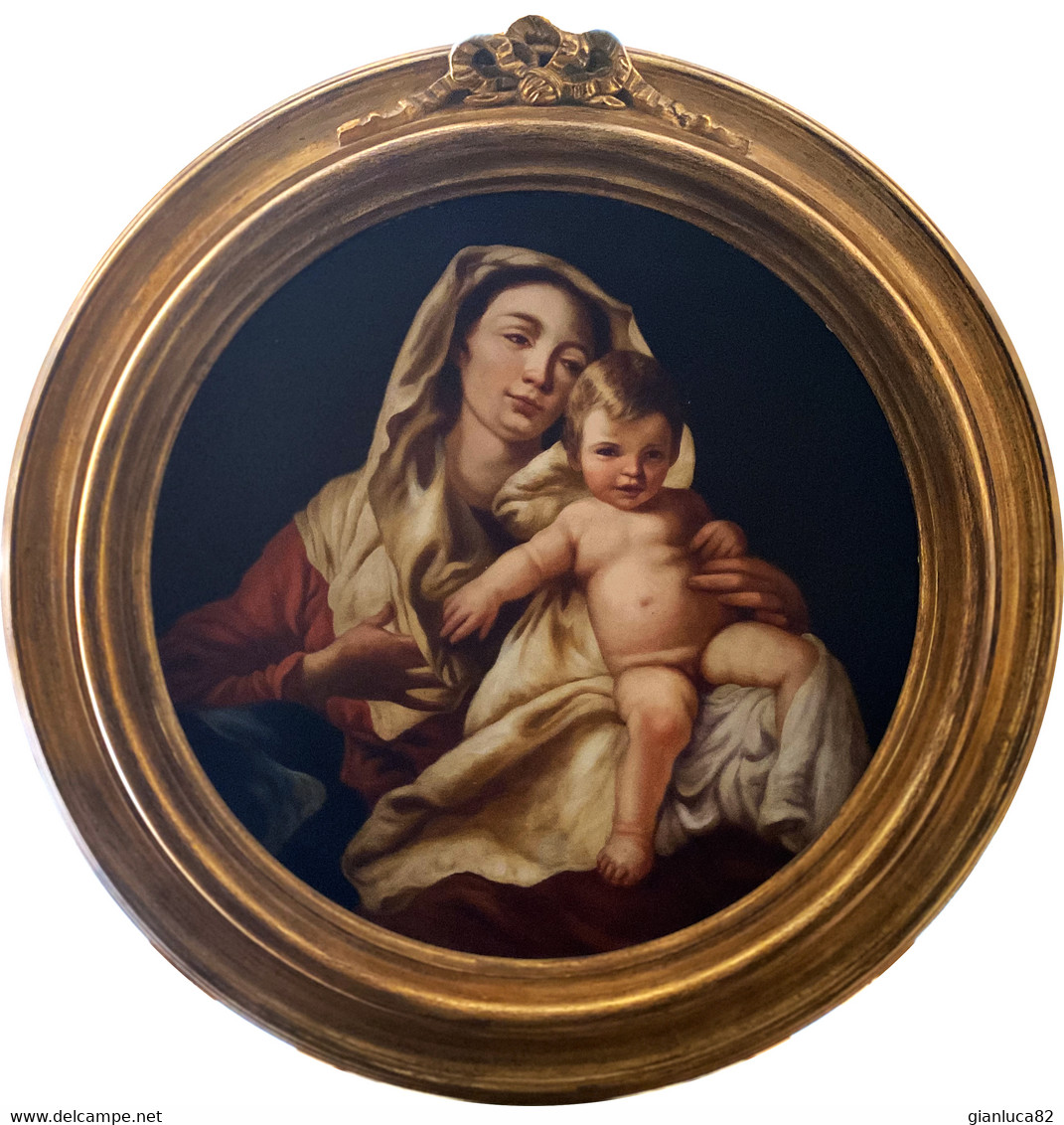 Dipinto Ad Olio Su Tela Madonna Con Bambino Di Ciro De Lucia Con Certificato Autenticità (G50) (5DBEM) - Olii