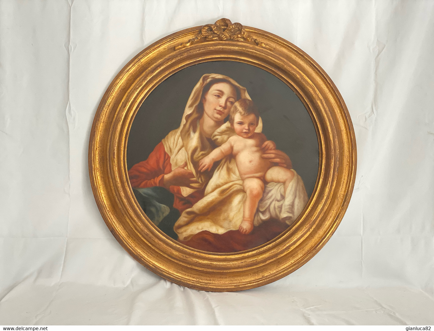 Dipinto Ad Olio Su Tela Madonna Con Bambino Di Ciro De Lucia Con Certificato Autenticità (G50) (5DBEM) - Olii