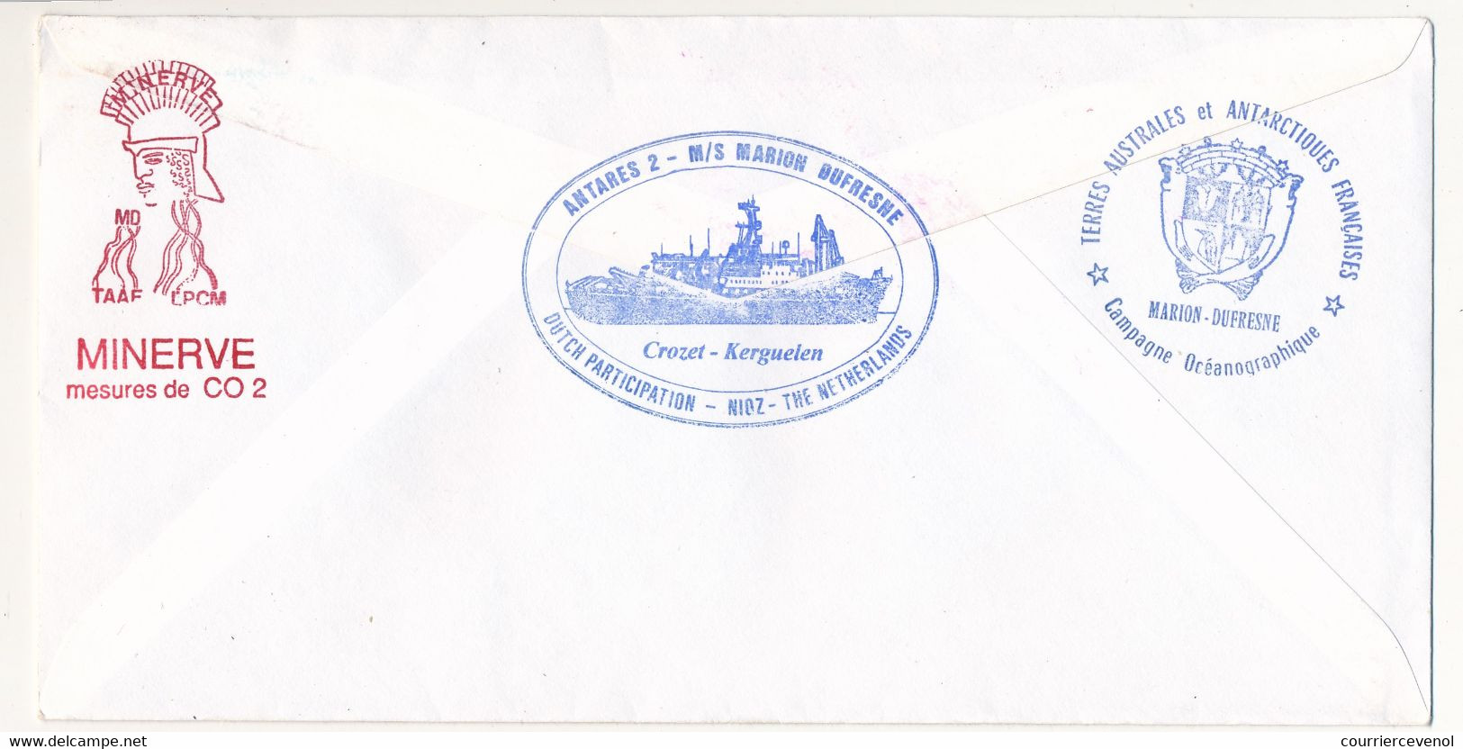 Enveloppe TAAF -  Port Aux Français Kerguelen 15/3/1994 - Marion Dufresne Mission Antares II S/ 1,00 Cordierite X3 - Brieven En Documenten