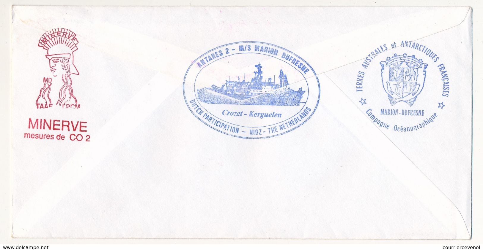 Enveloppe TAAF - Port Aux Français Kerguelen 15/3/1994 - Marion Dufresne Mission Antares II S/ 2,40 Carottage + 0,40 Arm - Lettres & Documents