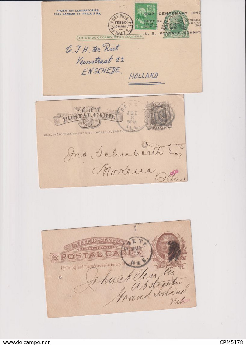 ETATS UNIS-LOT ENTIERS POSTAUX Sur CP Et 2 Sur Enveloppe-divers Dates 1880 ++ - Other & Unclassified