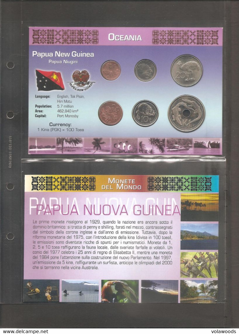 Papua Nuova Guinea - Folder Bolaffi Con Serie Mint Set FdC Completa Km1/6 - Papua New Guinea