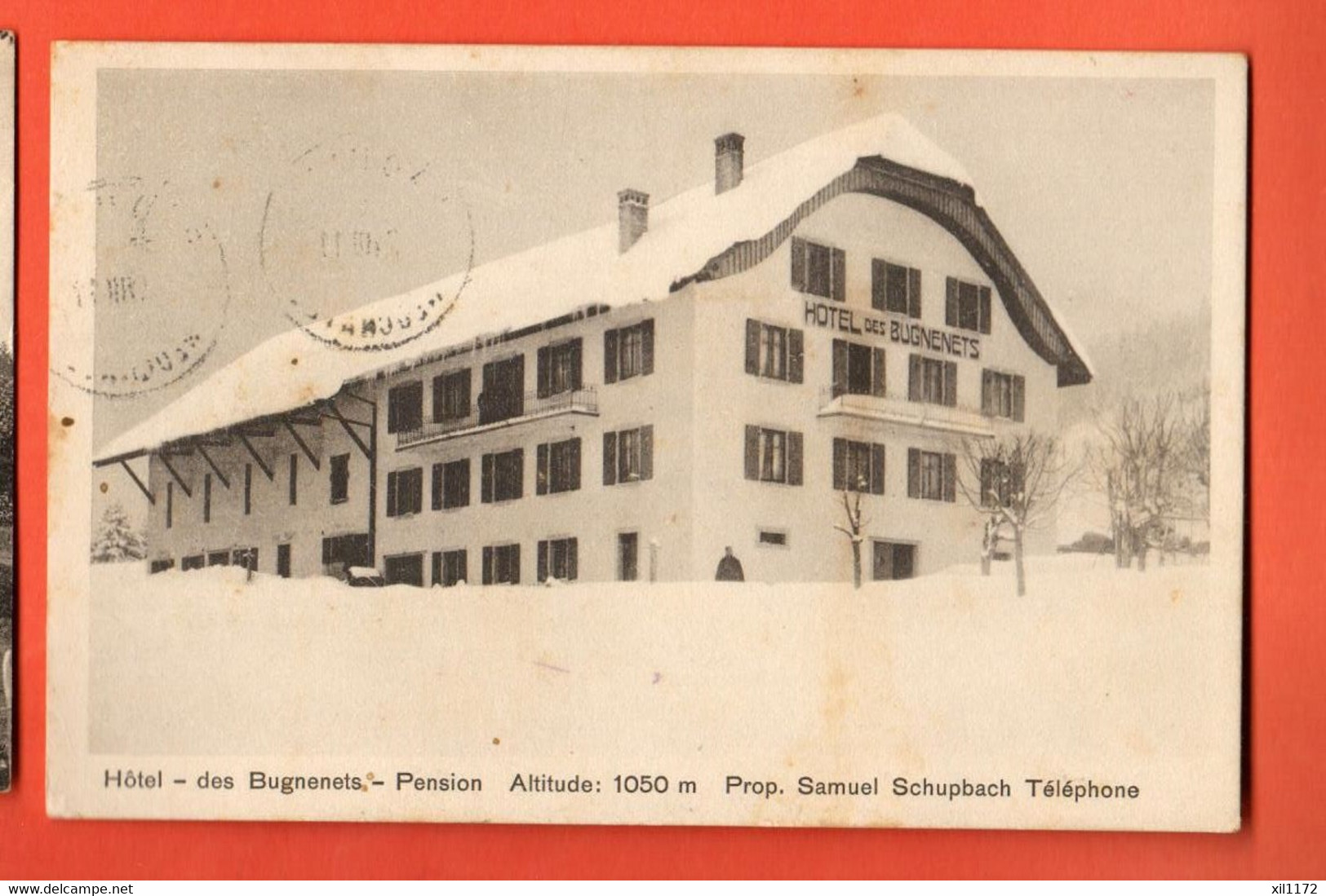 ZLH-22 RARE Hotel Bugnenets  En Hiver Dans La Neige- Savagnières Près De St.-Imier,  Circulé 1911 Vers V.de B. - Saint-Imier 