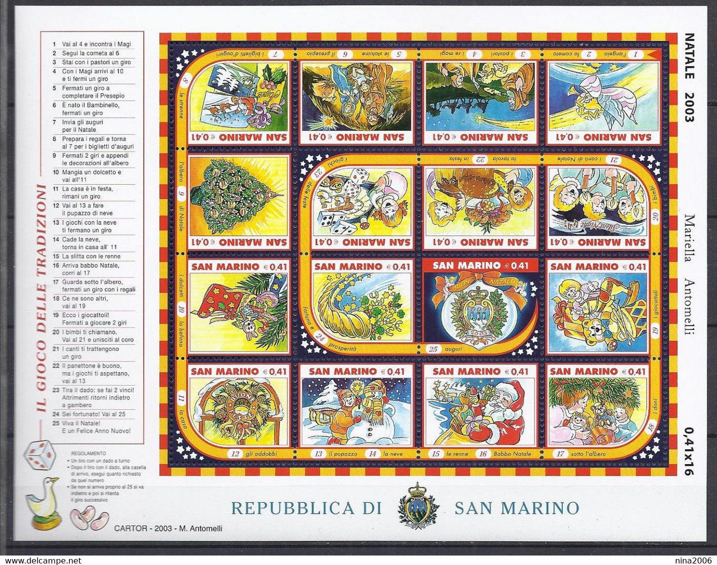 San Marino 2003 Natale Unificato: 1963/1978 / Weihnachten Mi-Nr. 2120 - 2135 - Unused Stamps