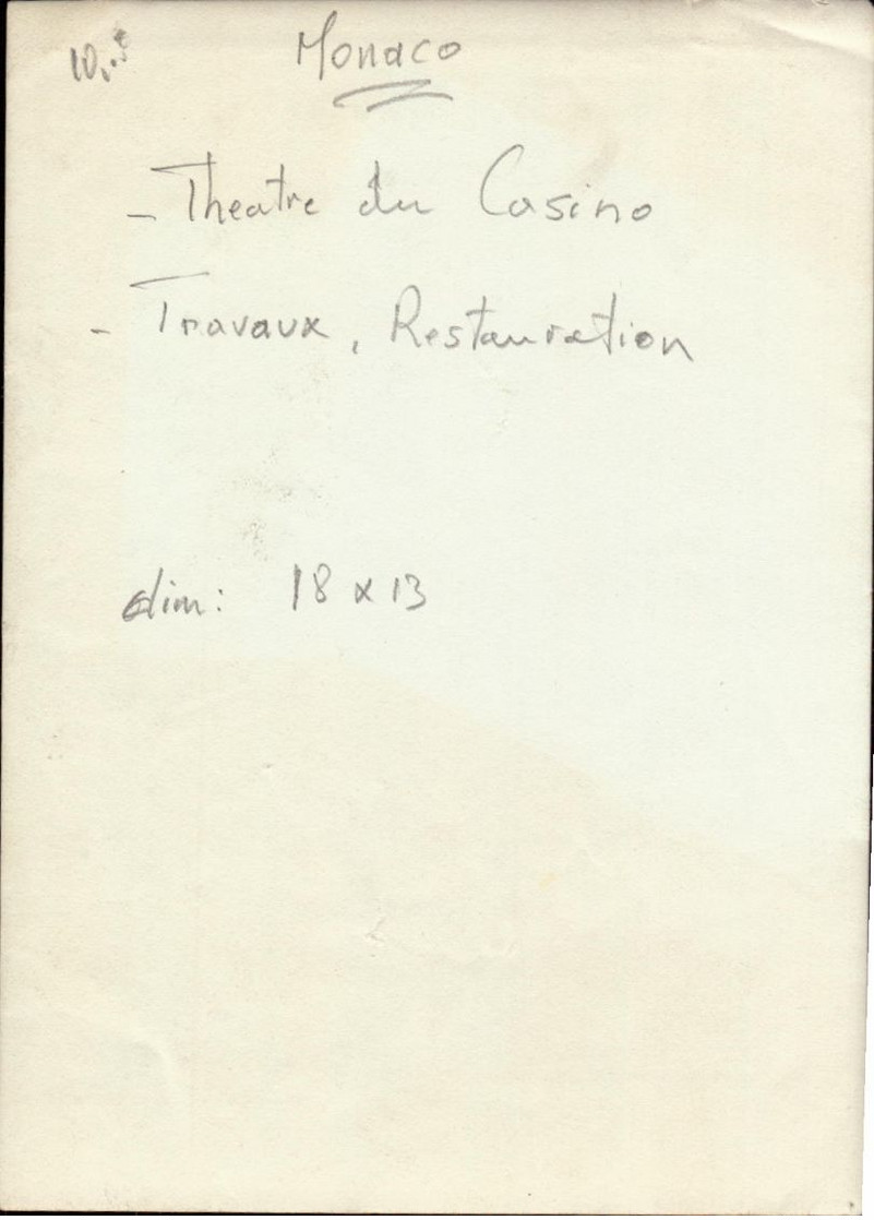 Monaco, Theatre Du Casino, Travaux, Restauration, Echafaudage   (etat Voir Photos)  Dim : 18 X 13. - Lieux