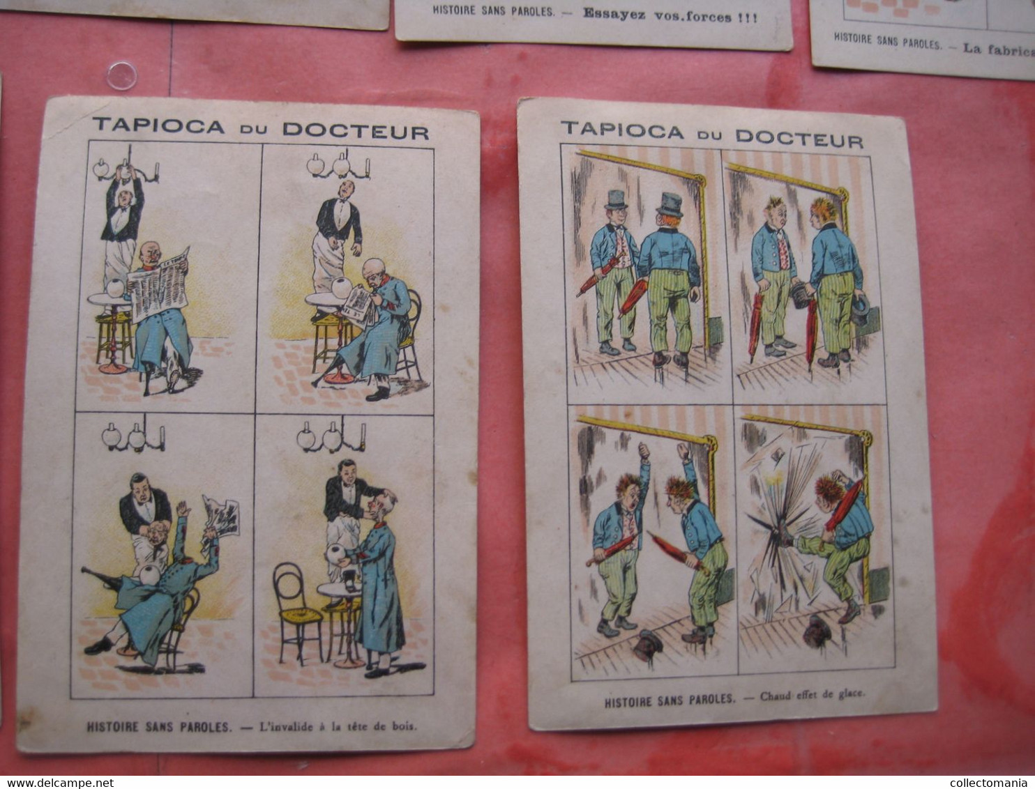 19 Cartes Chromos  Bandes Dessinés Avant L'invention  C1890,  Publicitaires Tapioca; Imprimeur COURBE ROUZET Humor - Other & Unclassified