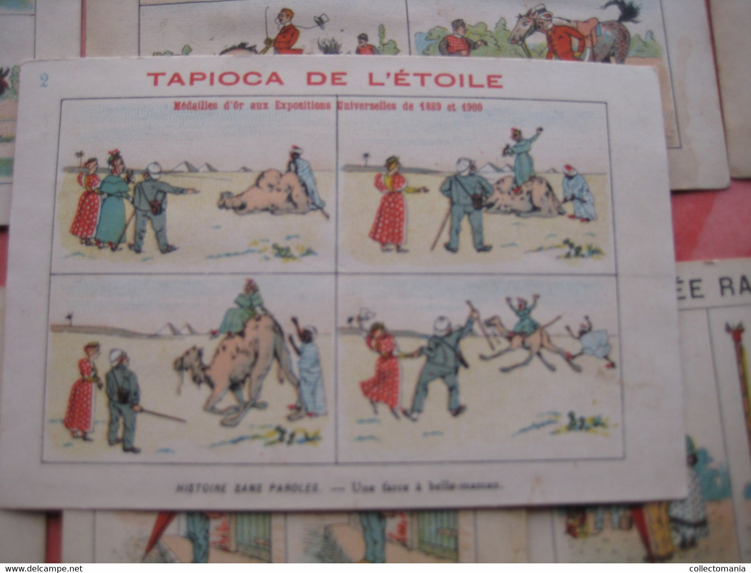 19 cartes chromos  bandes dessinés avant l'invention  c1890,  publicitaires Tapioca; imprimeur COURBE ROUZET humor